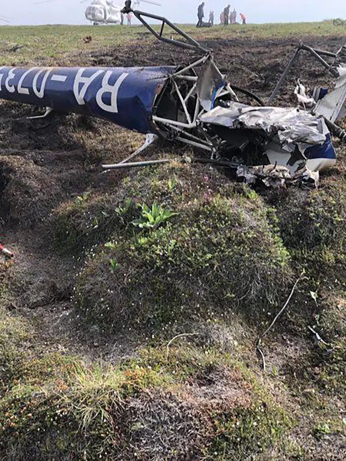 Site of Robinson helicopter crash at the Kamchatka peninsula