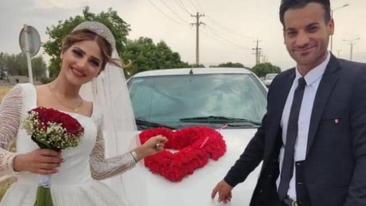 Mahvash Leghaei, 24, (left) was killed by a stray bullet that was fired by a man at her wedding in Firuzabad, Iran, on 12th July 2022. (Newsflash)