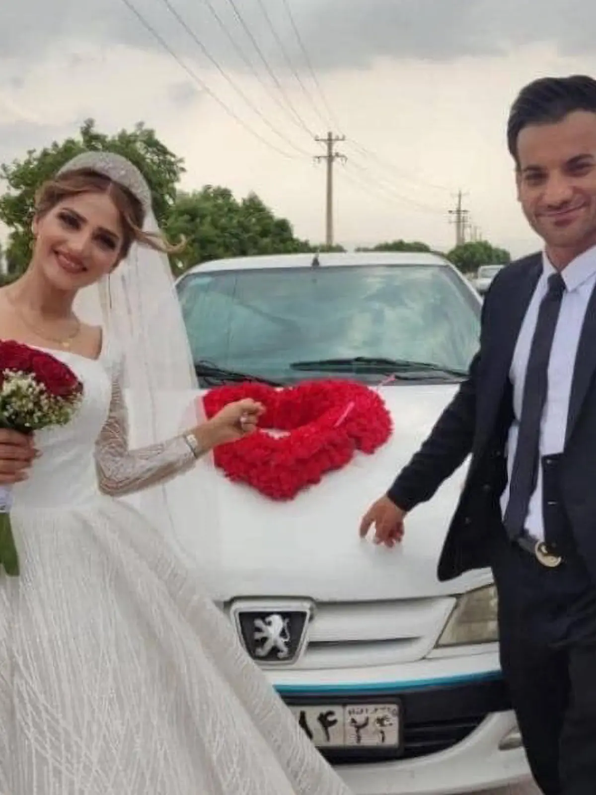 Mahvash Leghaei, 24, (left) was killed by a stray bullet that was fired by a man at her wedding in Firuzabad, Iran, on 12th July 2022. (Newsflash)