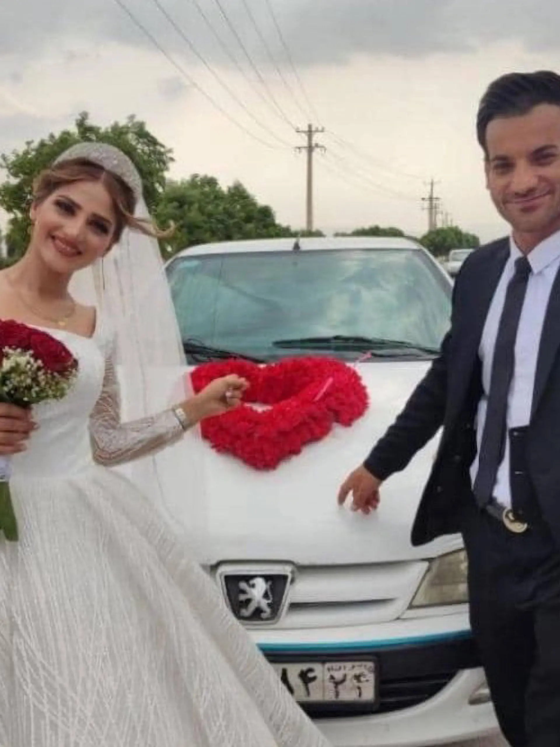 Mahvash Leghaei, 24, (left) was killed by a stray bullet that was fired by a man at her wedding in Firuzabad, Iran, on 12th July 2022. (Newsflash)