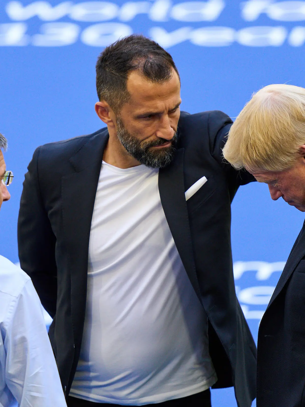 Oliver KAHN, FCB CEO, Vorstandsvorsitzender der FC Bayern München AG, Hasan ( Brazzo ) Salihamidzic, FCB Sport director Herbert HAINER, FCB president and Ex CEO Adidas 
in the Team Presentation
FC BAYERN MÜNCHEN 1.German Football League on July 16, 2022 in Munich, Germany. Season 2022/2023, 1.Bundesliga, München, FCB,

