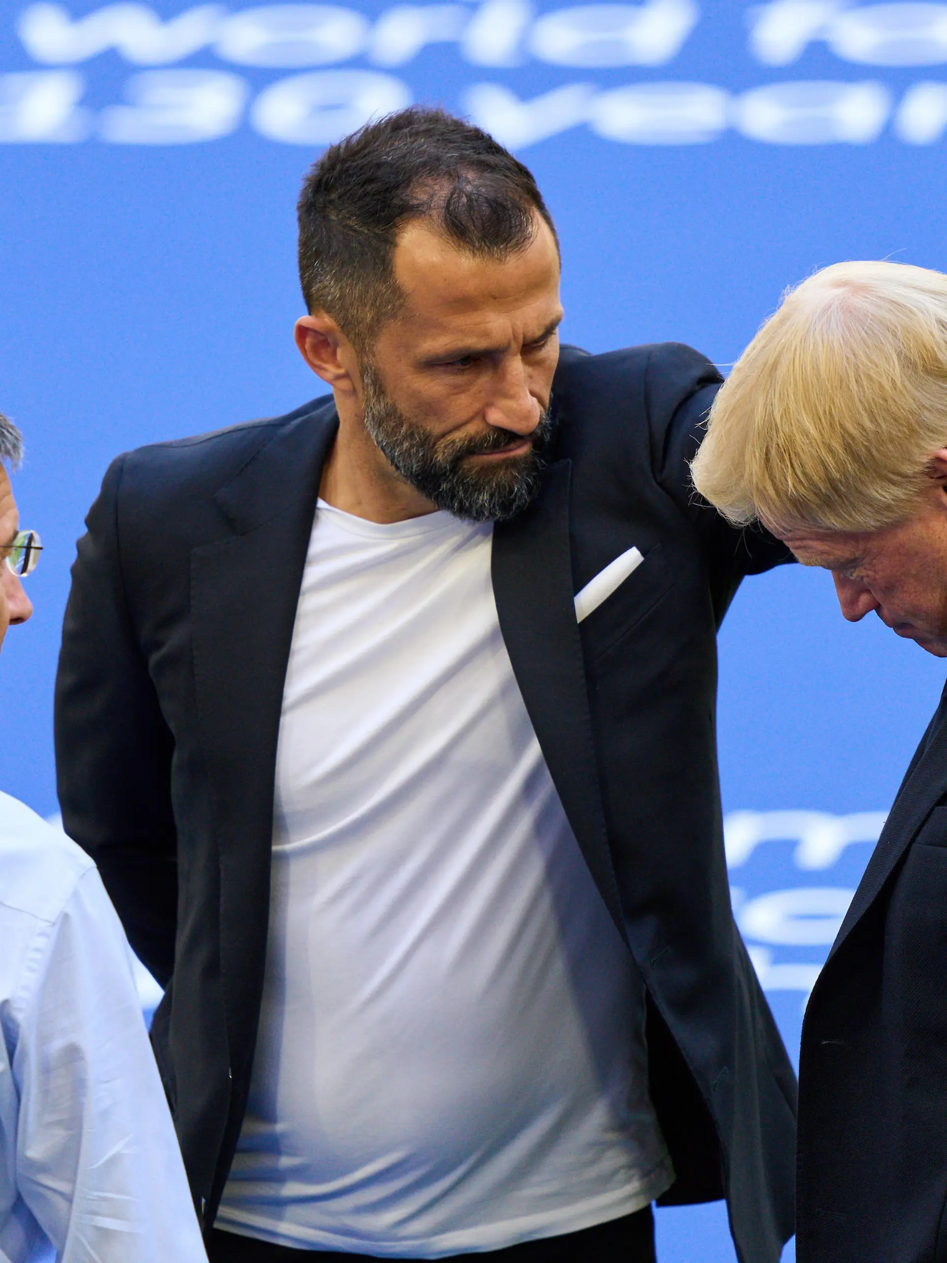 Oliver KAHN, FCB CEO, Vorstandsvorsitzender der FC Bayern München AG, Hasan ( Brazzo ) Salihamidzic, FCB Sport director Herbert HAINER, FCB president and Ex CEO Adidas 
in the Team Presentation
FC BAYERN MÜNCHEN 1.German Football League on July 16, 2022 in Munich, Germany. Season 2022/2023, 1.Bundesliga, München, FCB,

