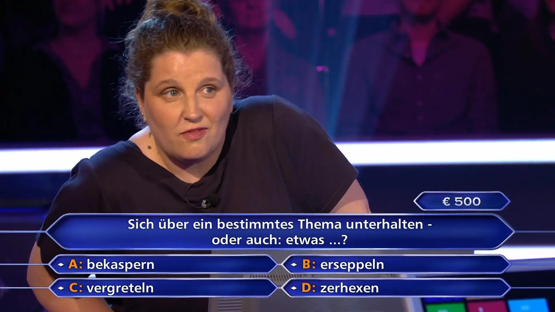 WWM-Kandidatin Christine Kurzmann steht bei der 500 Euro-Frage auf dem Schlauch