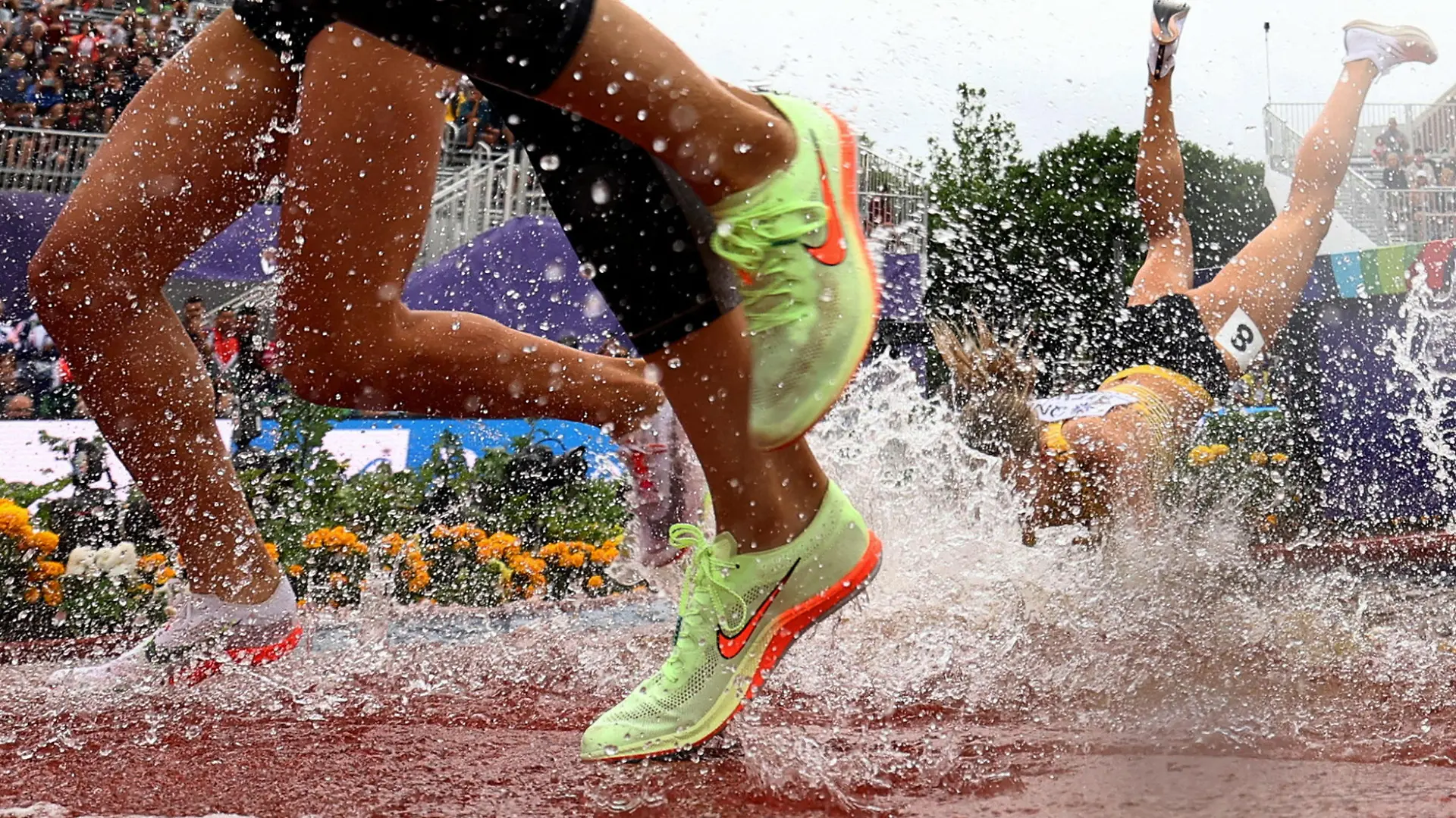 Athletics - World Athletics Championships - Women's 3000 Metres Steeplechase - Heats - Hayward Field, Eugene, Oregon, U.S. - July 16, 2022 Germany's Lea Meyer falls during the women's 3000 metres steeplechase heat 1 REUTERS/Kai Pfaffenbach TPX IMAGES OF THE DAY