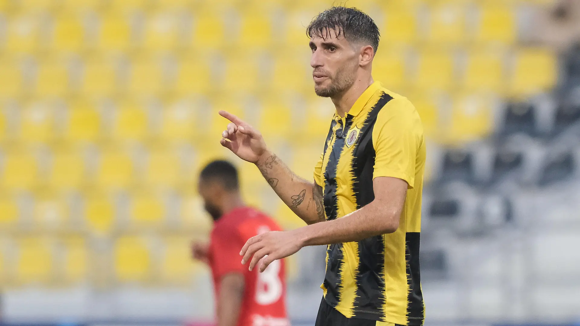 Javi Martinez (8) of Qatar SC in reacts during the QNB Stars League match between Al Arabi and Qatar SC at the Suheim Bin Hamad Stadium in Doha, Qatar on 17 of January 2022. (Photo by Simon Holmes/NurPhoto)
