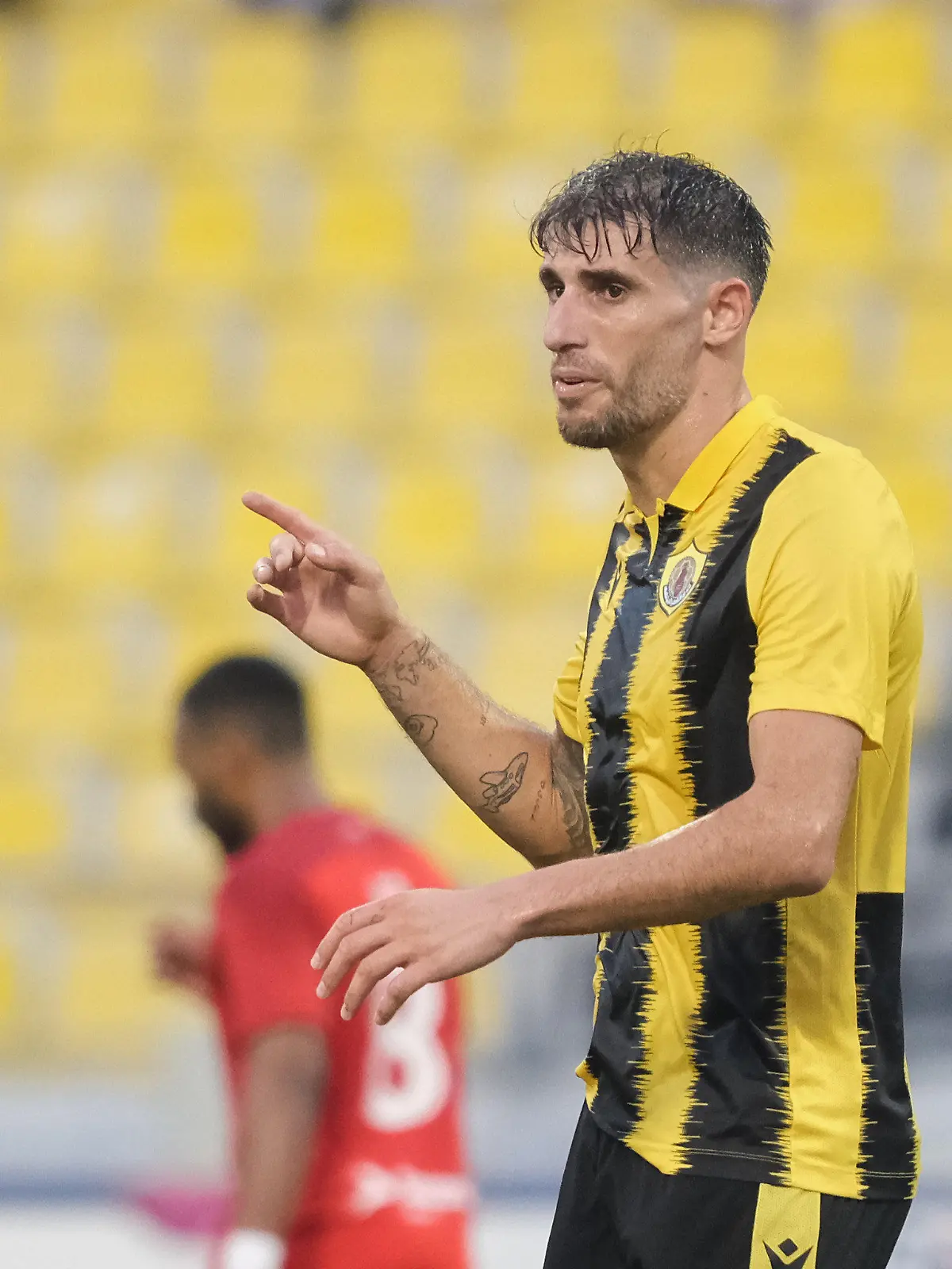 Javi Martinez (8) of Qatar SC in reacts during the QNB Stars League match between Al Arabi and Qatar SC at the Suheim Bin Hamad Stadium in Doha, Qatar on 17 of January 2022. (Photo by Simon Holmes/NurPhoto)