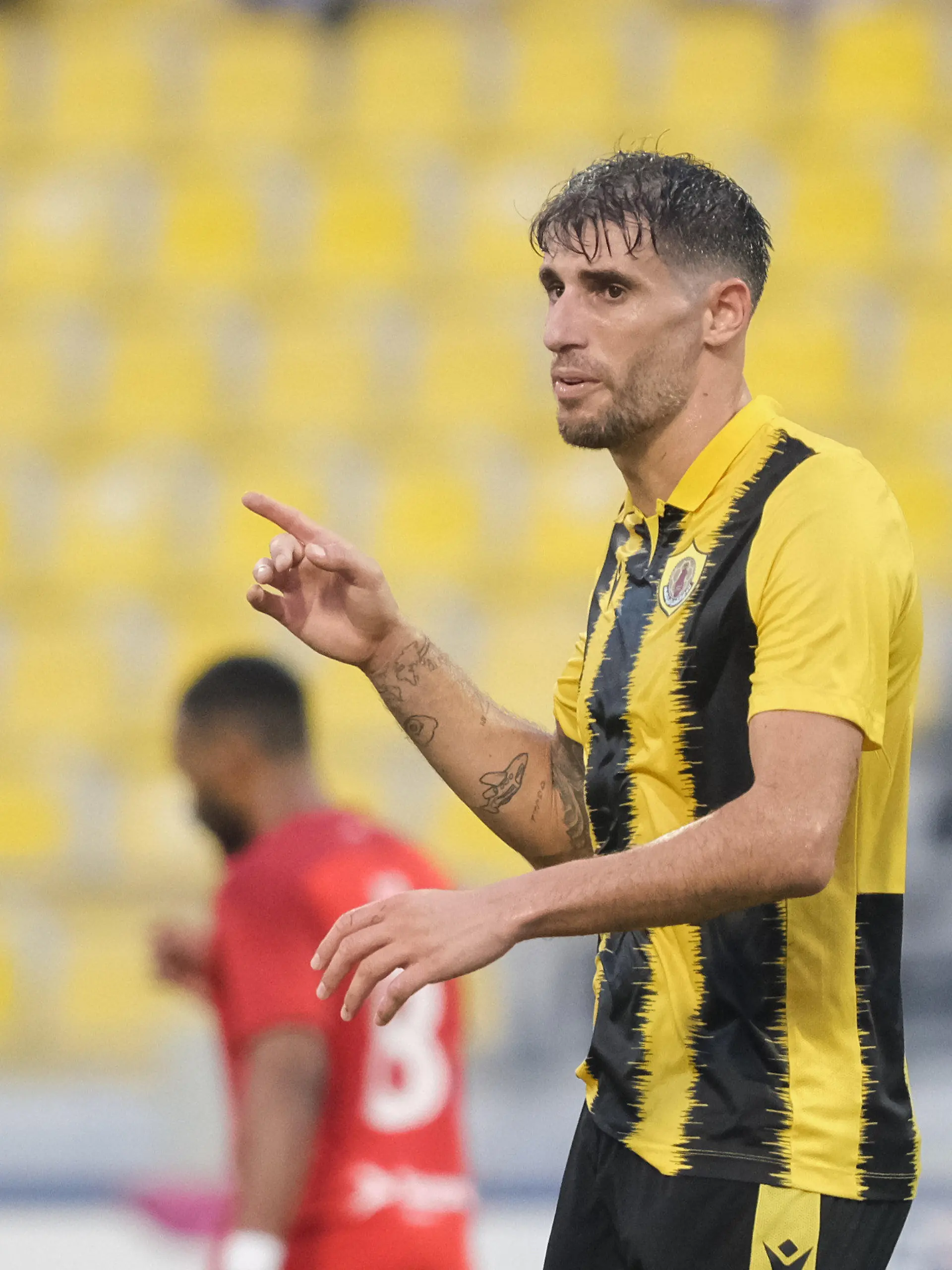 Javi Martinez (8) of Qatar SC in reacts during the QNB Stars League match between Al Arabi and Qatar SC at the Suheim Bin Hamad Stadium in Doha, Qatar on 17 of January 2022. (Photo by Simon Holmes/NurPhoto)