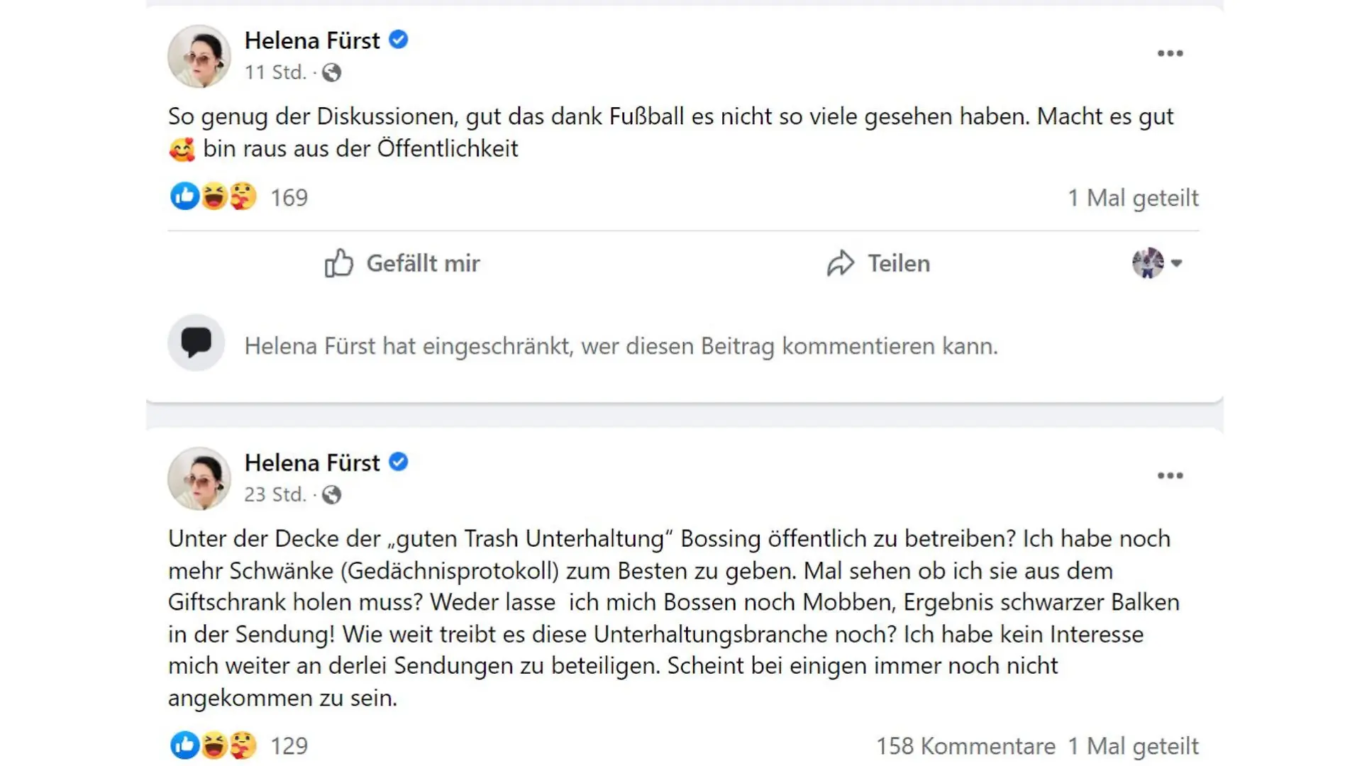 Helena Fürst verkündet ihr TV-Aus