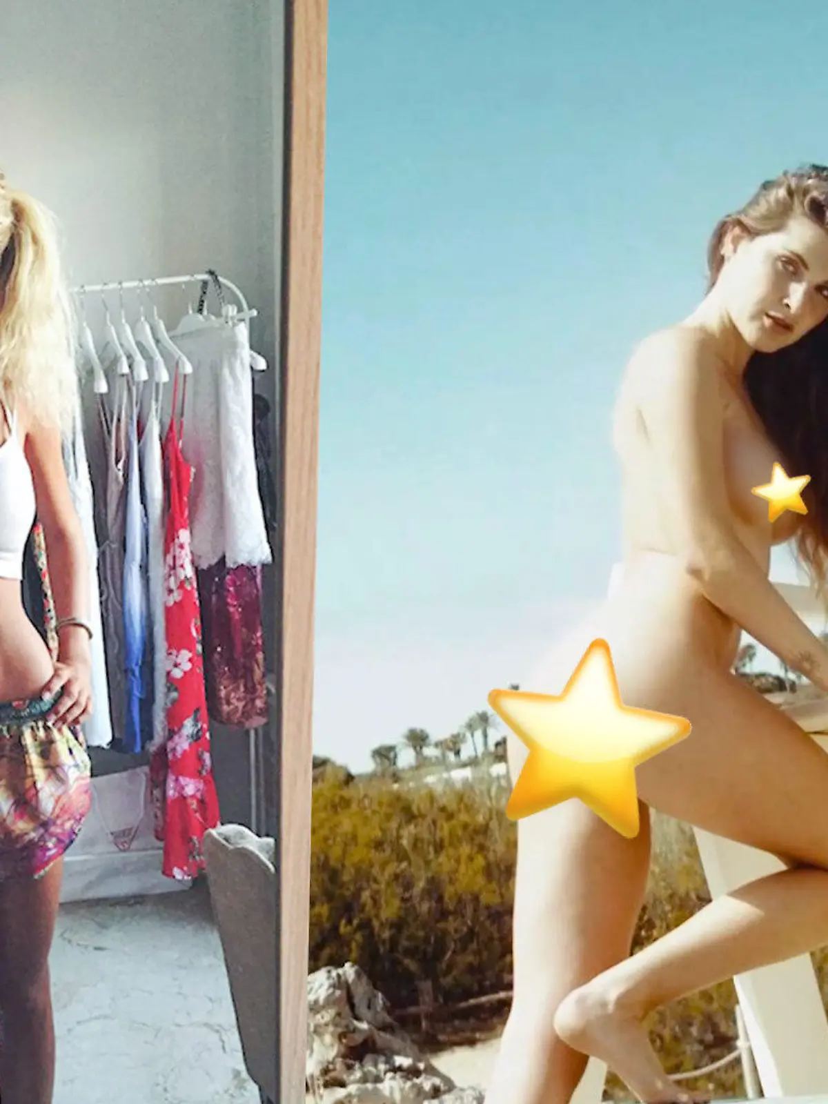 Collage: Vanessa als sie magersüchtig war und bei einem Playboy-Shoot