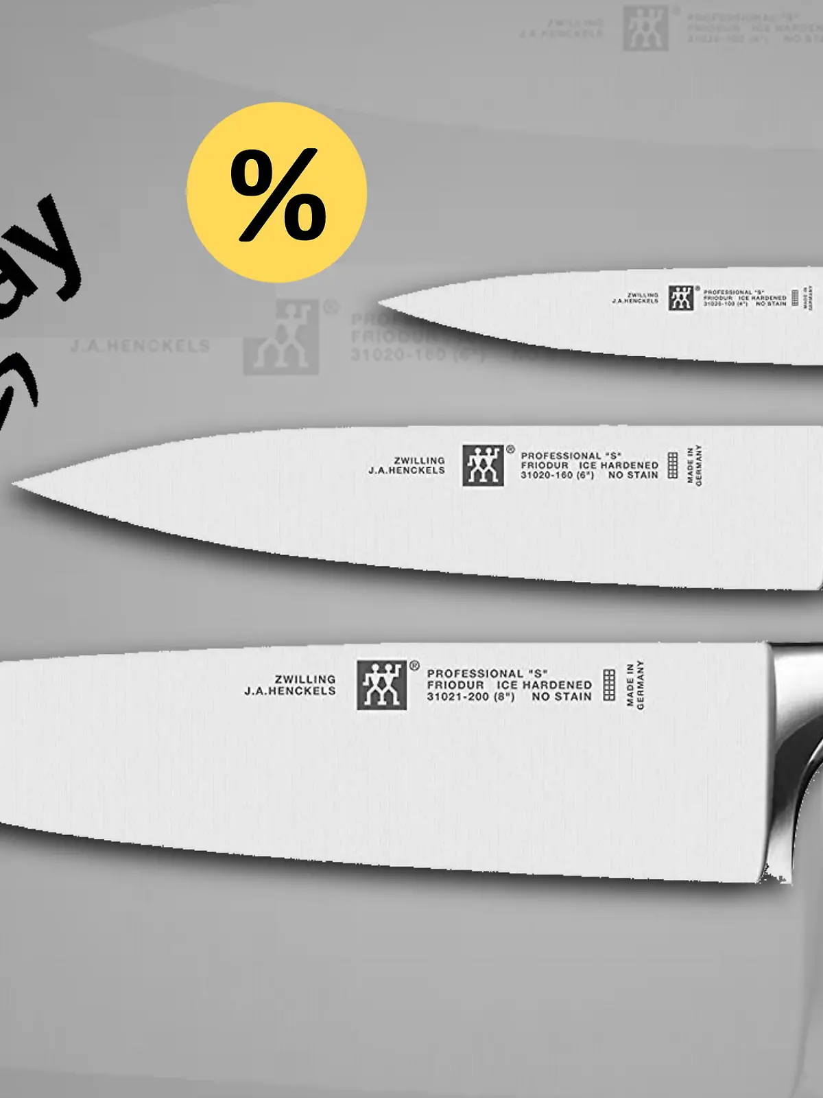 Ein dreiteiliges Messer-Set, in verschiedenen Größen, von der Marke Zwilling.