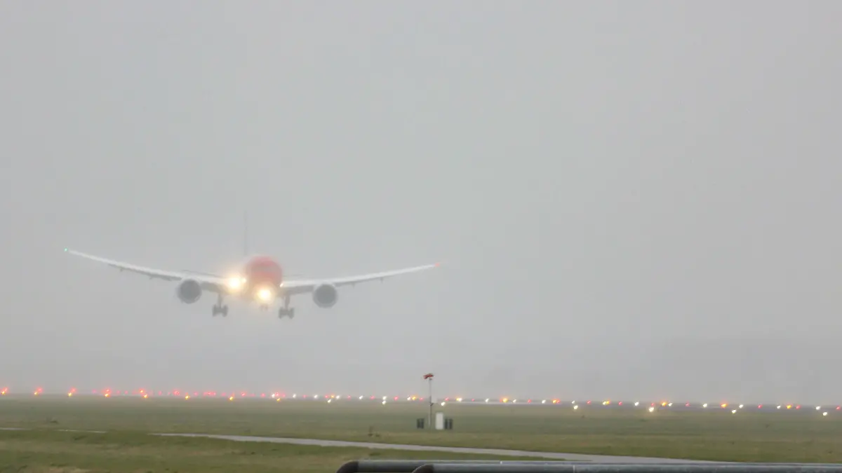 Norwegian Air Sweden Boeing 787-9 Dreamliner aircraft as seen on final approach landing on Polderbaan runway and taxiing at Amsterdam Schiphol International Airport AMS EHAM in The Netherlands during a rainy day in haze. The wide body commercial airplane has the registration SE-RXM, 2x RR Rolls Royce jet engines and the name Asger Jorn. Norwegian Air Sweden AB is a Swedish low-cost airline and a fully integrated subsidiary of Norwegian Air Shuttle, using its corporate identity. February 28, 2020 (Photo by Nicolas Economou/NurPhoto)