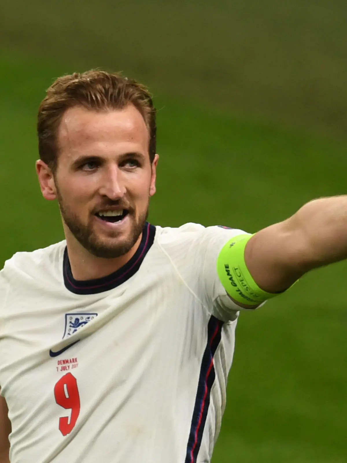 Harry Kane England celebrates after scoring his team s second goal during the Uefa European Championship, EM, Europameisterschaft 2020 Semifinals match between England 2-1 Denmark at Wembley Stadium on July 07, 2021 in London, England. Noxthirdxpartyxsales PUBLICATIONxNOTxINxJPN 164164592 