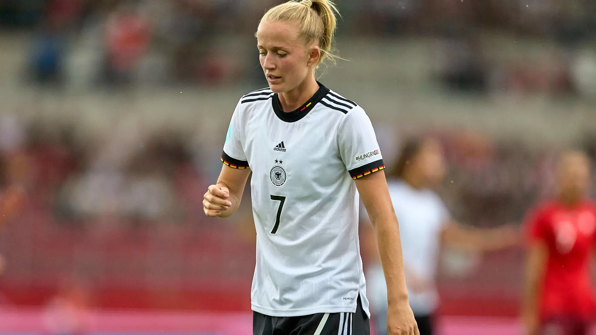 24.06.2022, GER, Frauenfußball, Testspiel, EM-Vorbereitung, 2022, Deutschland - Schweiz Lea Schüller 7, Deutschland, Portrait, unzufrieden Erfurt Steigerwaldstadion Thüringen Deutschland *** 24 06 2022, GER, womens soccer, test match, European Championship preparation, 2022, Germany Switzerland Lea Schüller 7, Germany , portrait, dissatisfied Erfurt Steigerwaldstadion Thuringia Germany