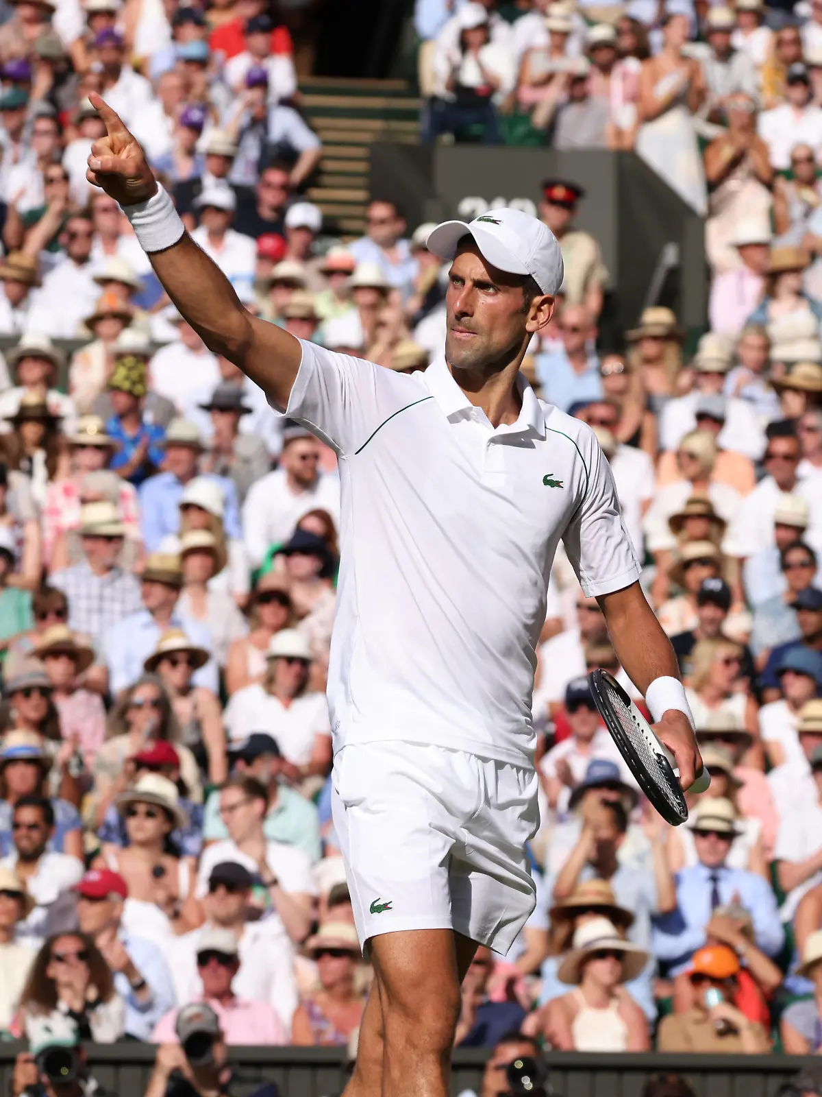 Serbian Novak Djokovic celebrates a point in his Semi-Final match against Great Britain's Cameron Norrie on day twelve of the 2022 Wimbledon championships in London on Friday, July 08, 2022. Djokovic won the match 2-6,6-3,6-2,6-4.  Photo by Hugo Philpott/UPI Photo via Newscom/upiphotostwo871829/UPI/Newscom/SIPA/2207082138 / action press