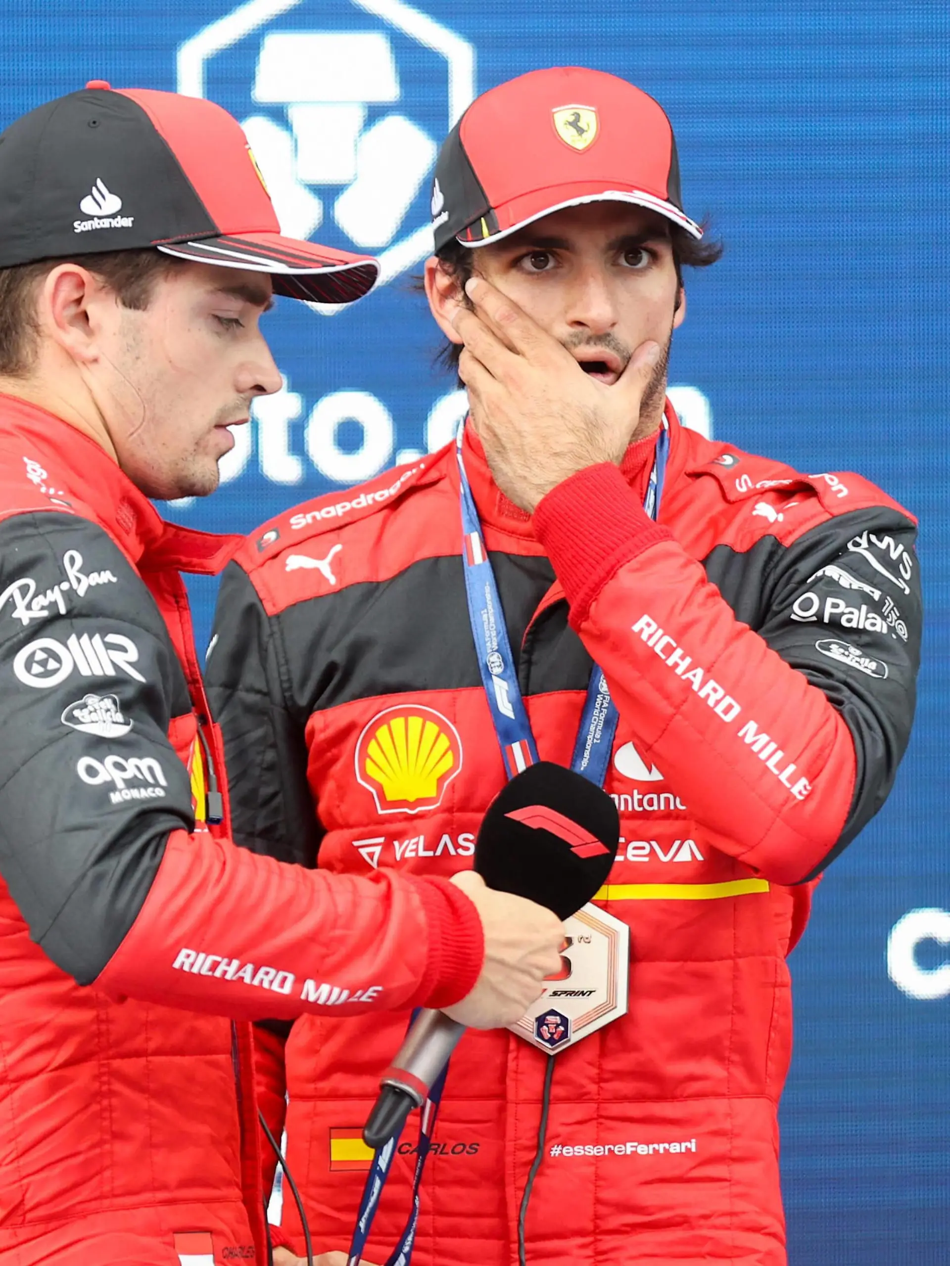  FORMULA 1 - GP of Austria 2022 SPIELBERG,AUSTRIA,09.JUL.22 - MOTORSPORTS, FORMULA 1 - Grand Prix of Austria, Red Bull Ring, sprint race. Image shows Charles Leclerc MON/ Ferrari and Carlos Sainz ESP/ Ferrari. PUBLICATIONxNOTxINxAUTxSUIxSWE GEPAxpictures/xChristianxWalgram