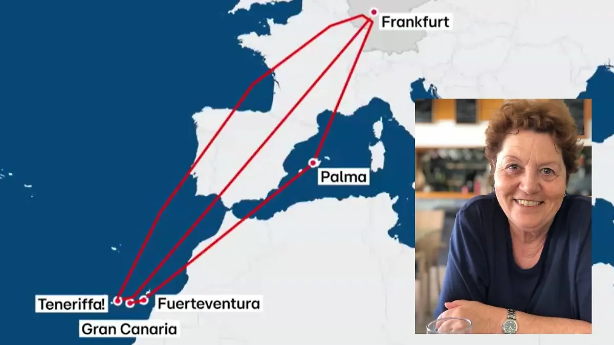 Flugroute und Urlauberin