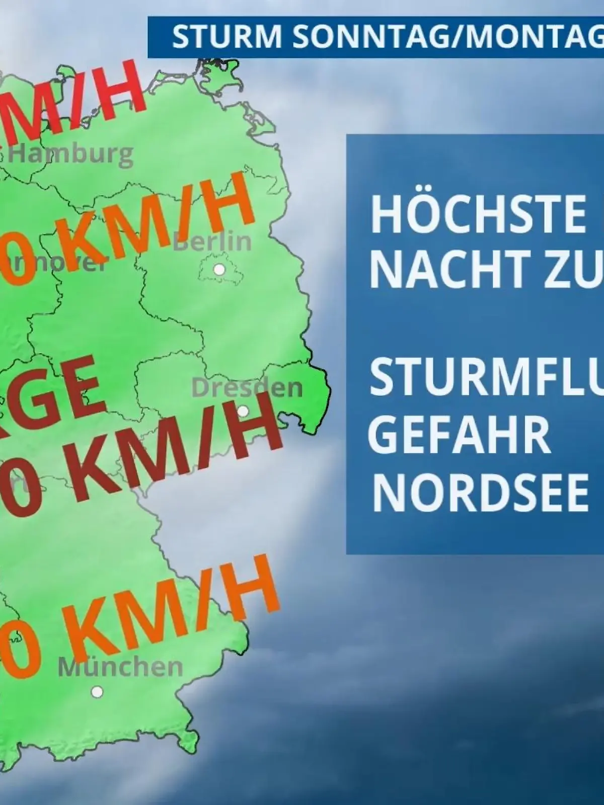 Bild zu: "So zieht Sturm Sabine über Deutschland"