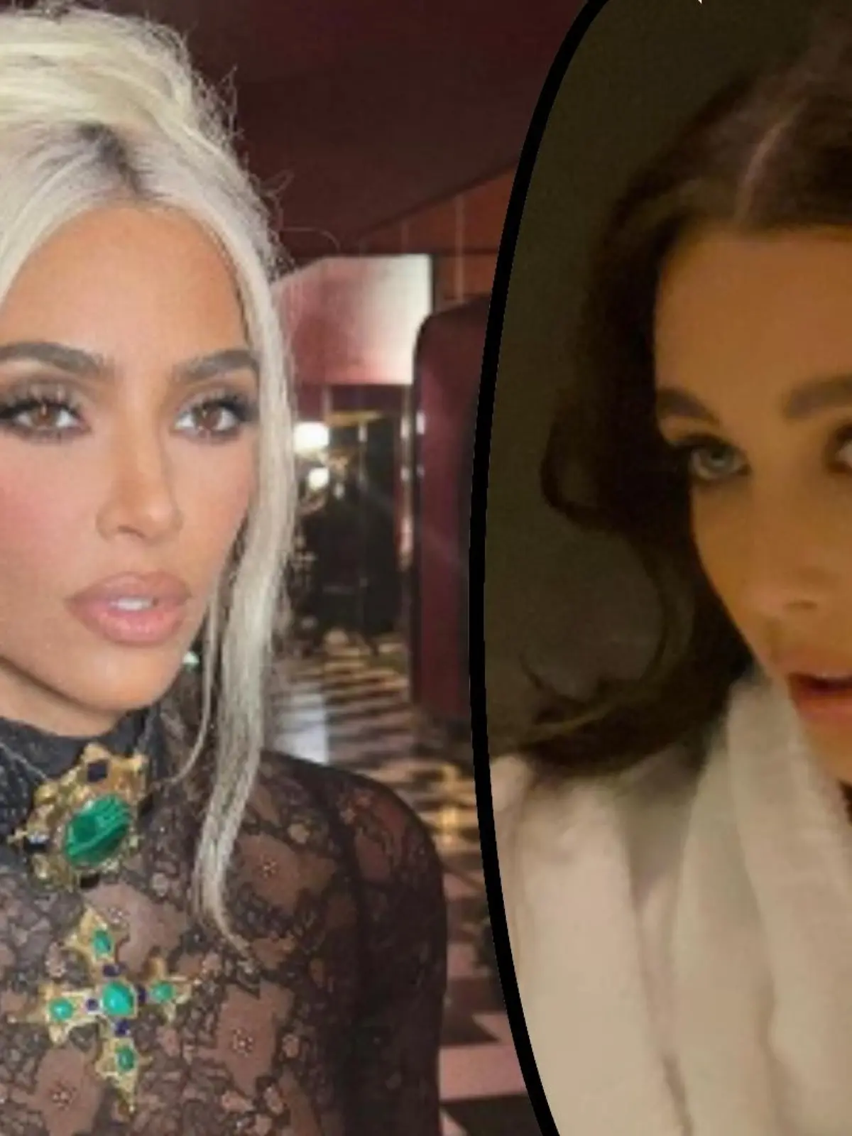 Kim Kardashians und Emma Chamberlains Instagram-Post in einer Collage.