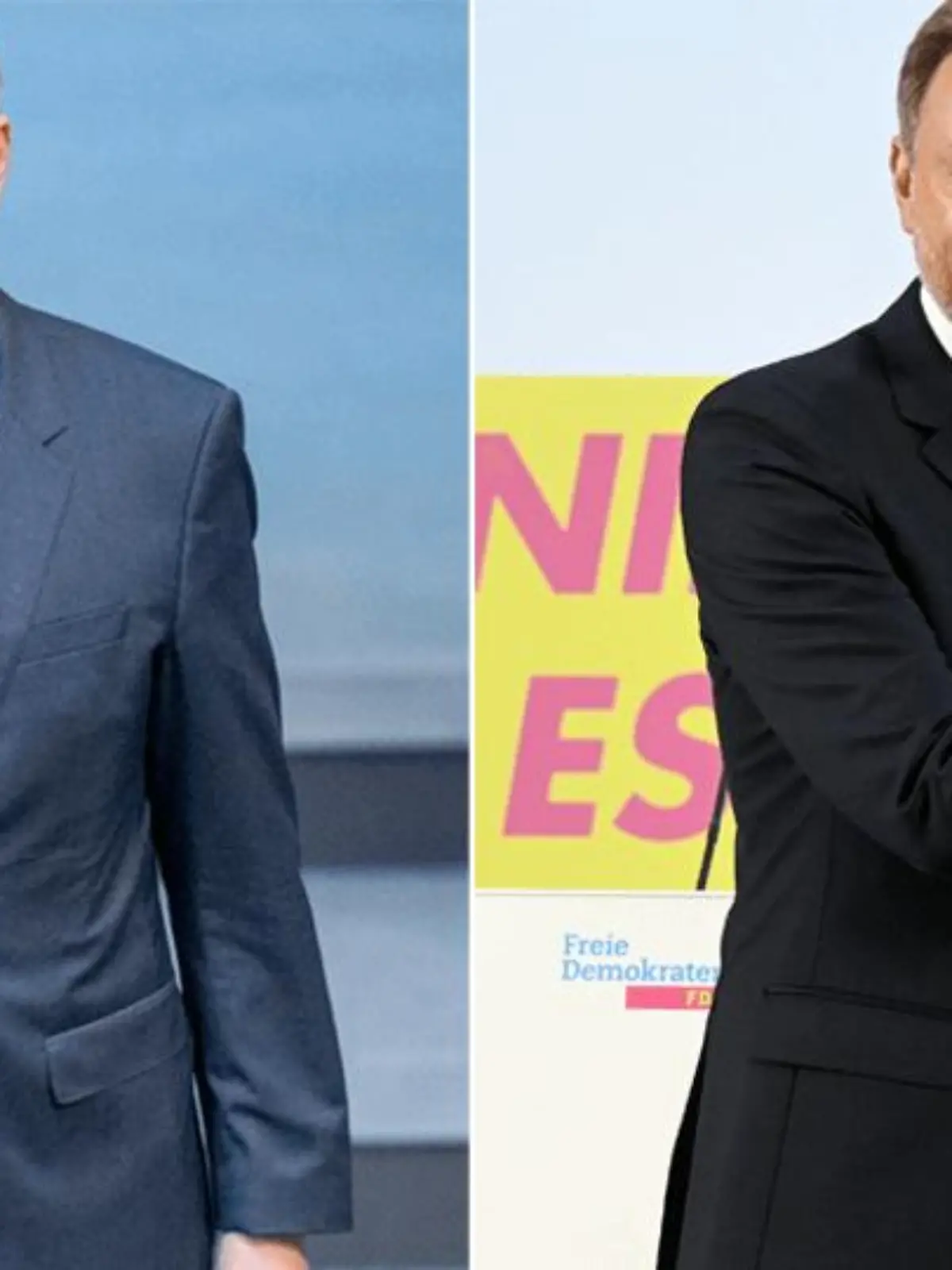 Bundesfinanzminister Christian Lindner links im Mai 2022 und rechts im Rahmen eines Pressestatements im Bundesfinanzministerium im Dezember 2021.