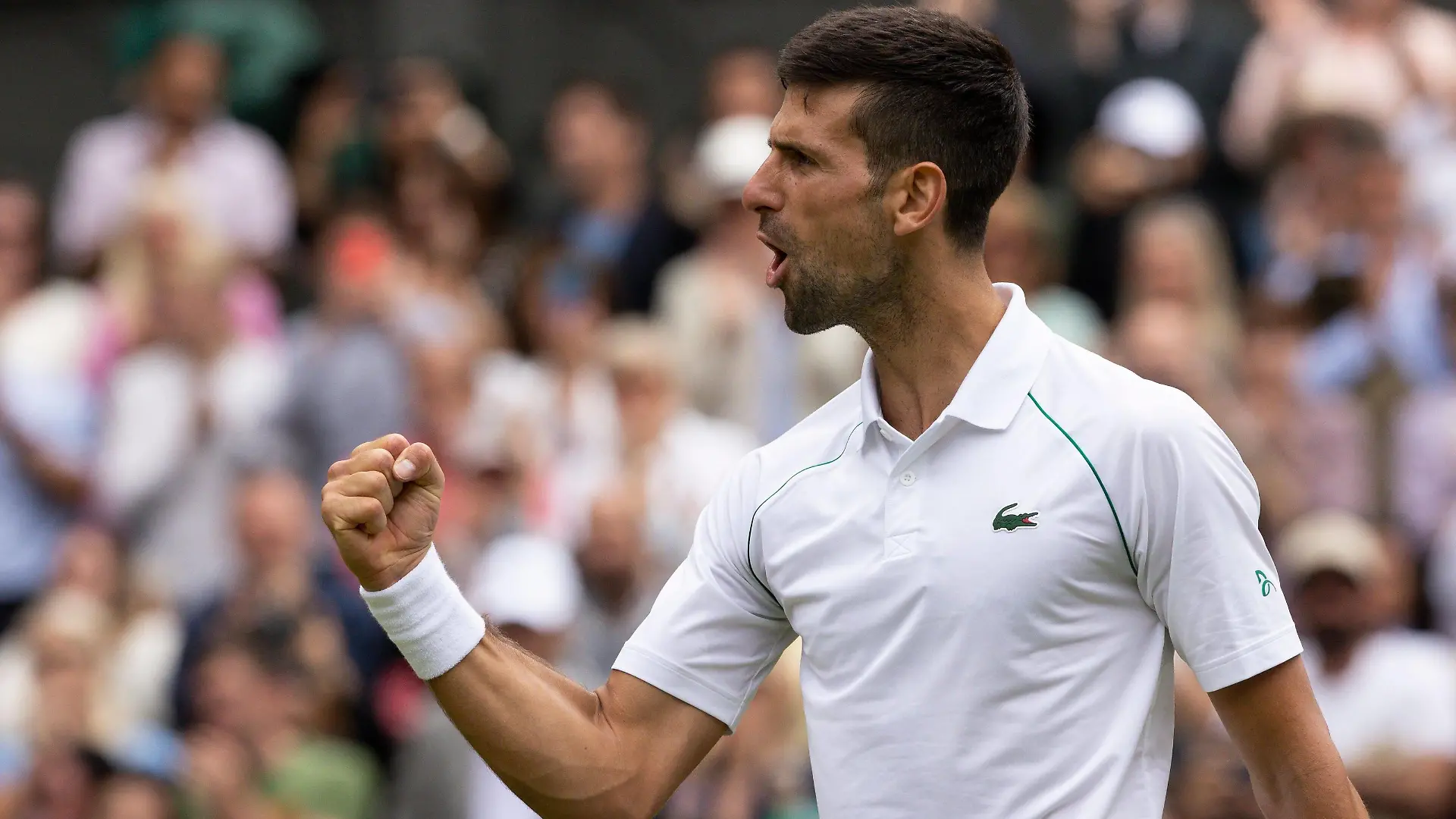Mandatory Credit: Photo by Ella Ling/Shutterstock 13012864cv Novak Djokovic celebrates winning his quarter final match Wimbledon Tennis Championships, Day 9, The All England Lawn Tennis and Croquet Club, London, UK - 05 Jul 2022 Wimbledon Tennis Championships, Day 9, The All England Lawn Tennis and Croquet Club, London, UK - 05 Jul 2022 PUBLICATIONxINxGERxSUIxAUTXHUNxGRExMLTxCYPxROMxBULxUAExKSAxONLY Copyright: xEllaxLing/Shutterstockx 13012864cv