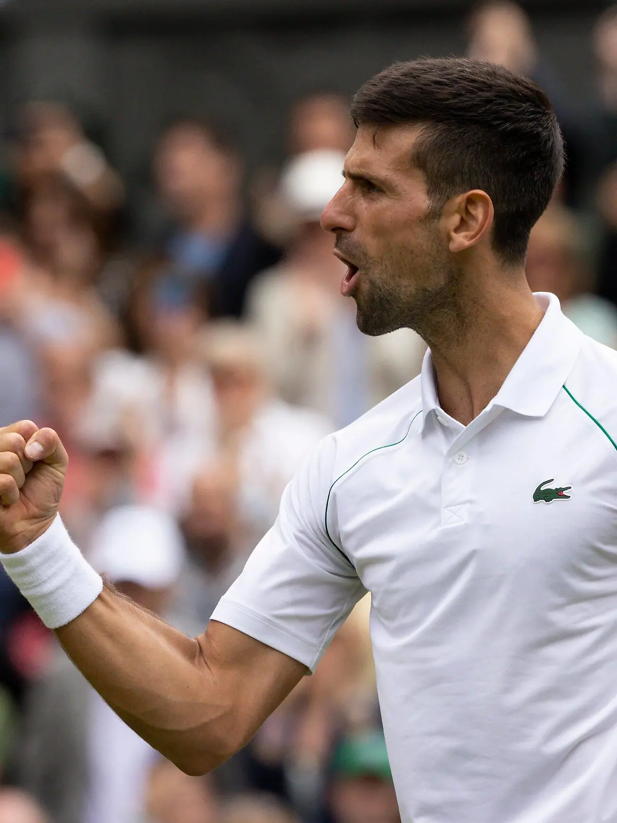 Mandatory Credit: Photo by Ella Ling/Shutterstock 13012864cv Novak Djokovic celebrates winning his quarter final match Wimbledon Tennis Championships, Day 9, The All England Lawn Tennis and Croquet Club, London, UK - 05 Jul 2022 Wimbledon Tennis Championships, Day 9, The All England Lawn Tennis and Croquet Club, London, UK - 05 Jul 2022 PUBLICATIONxINxGERxSUIxAUTXHUNxGRExMLTxCYPxROMxBULxUAExKSAxONLY Copyright: xEllaxLing/Shutterstockx 13012864cv