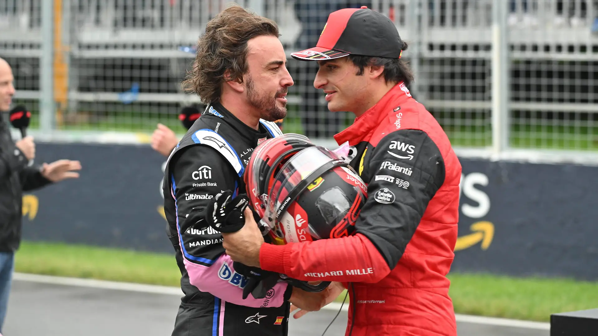 ALONSO Fernando spa, Alpine F1 Team A522, SAINZ Carlos spa, Scuderia Ferrari F1-75, portrait during the Formula 1 AWS Grand Prix du Canada 2022, 9th round of the 2022 FIA Formula One World Championship, WM, Weltmeisterschaft on the Circuit Gilles Villeneuve, from June 17 to 19, 2022 in Montreal, Canada - F1 - CANADIAN GRAND PRIX 2022 DPPI/Panoramic PUBLICATIONxNOTxINxFRAxITAxBEL 180622-CAN-3163-PVE