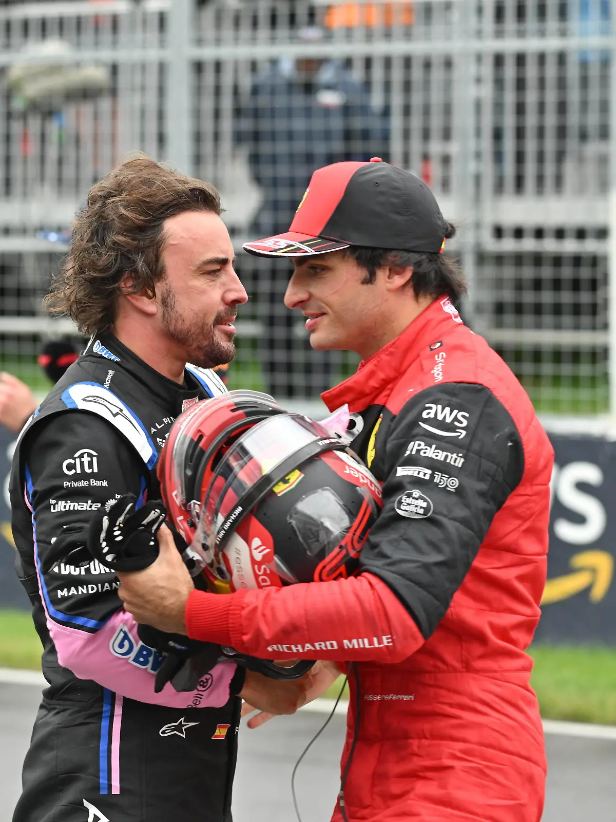 ALONSO Fernando spa, Alpine F1 Team A522, SAINZ Carlos spa, Scuderia Ferrari F1-75, portrait during the Formula 1 AWS Grand Prix du Canada 2022, 9th round of the 2022 FIA Formula One World Championship, WM, Weltmeisterschaft on the Circuit Gilles Villeneuve, from June 17 to 19, 2022 in Montreal, Canada - F1 - CANADIAN GRAND PRIX 2022 DPPI/Panoramic PUBLICATIONxNOTxINxFRAxITAxBEL 180622-CAN-3163-PVE 