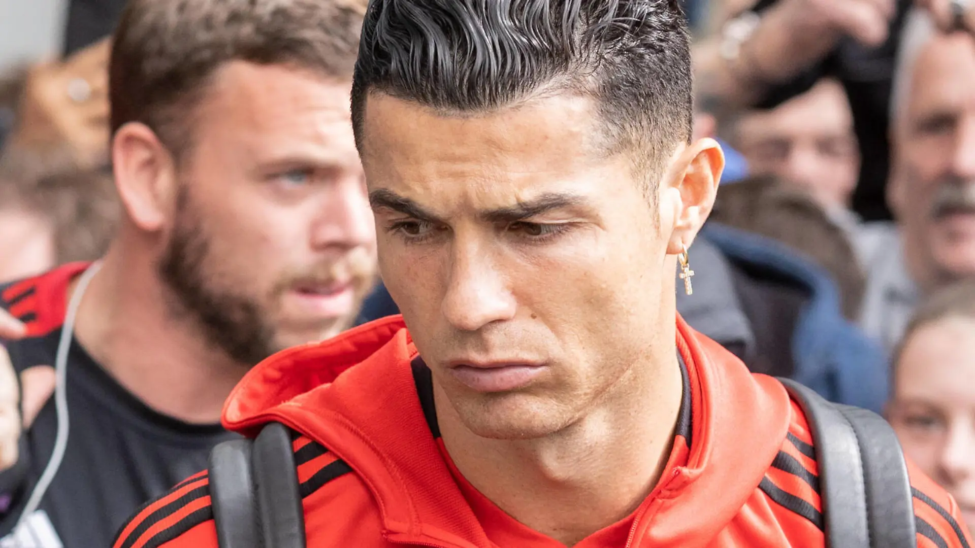 Brighton and Hove Albion v Manchester United, ManU Premier League 07/05/2022. Manchester United forward Cristiano Ronaldo 7 arriving at the stadium ahead of the Premier League match between Brighton and Hove Albion and Manchester United at the American Express Community Stadium, Brighton and Hove, England on 7 May 2022. Brighton and Hove American Express Community Stadium East Sussex England Editorial use only DataCo restrictions apply See www.football-dataco.com PUBLICATIONxNOTxINxUK , Copyright: xJanexStokesx PSI-15244-0135 