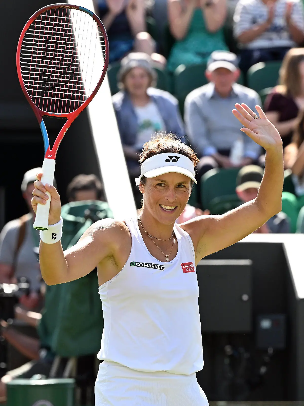 Tennis Championships - Week One - Day Two Friday - All England Lawn Tennis Club, Wimbledon - Friday 1st July 2022 Maria Sakkari v Tatjana Maria Tatjana Maria of Germany celebrates winning match point PUBLICATIONxNOTxINxUK