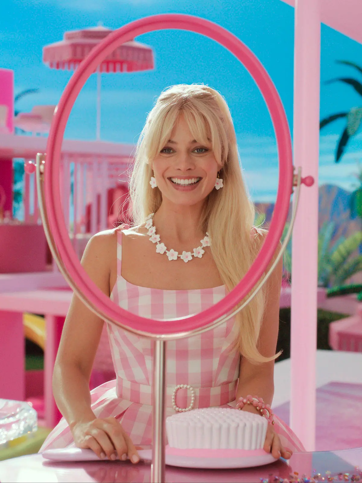 This image released by Warner Bros. Pictures shows Margot Robbie in a scene from "Barbie." (Warner Bros. Pictures via AP)