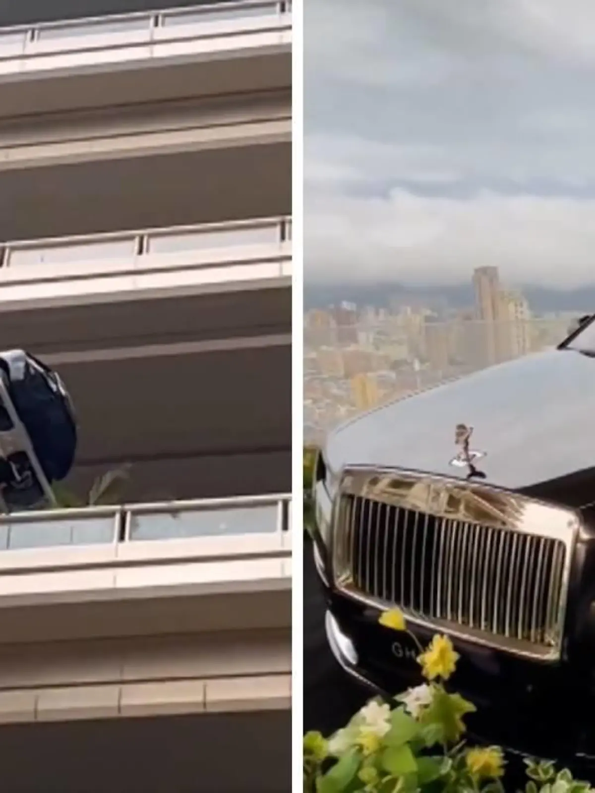 Nanu? Will sich da etwa jemand das Geld für ein Parkticket sparen Unwahrscheinlich – denn derjenige, der sich hier einen Rolls Royce in den 44. Stock heben lässt, ist Milliardär!