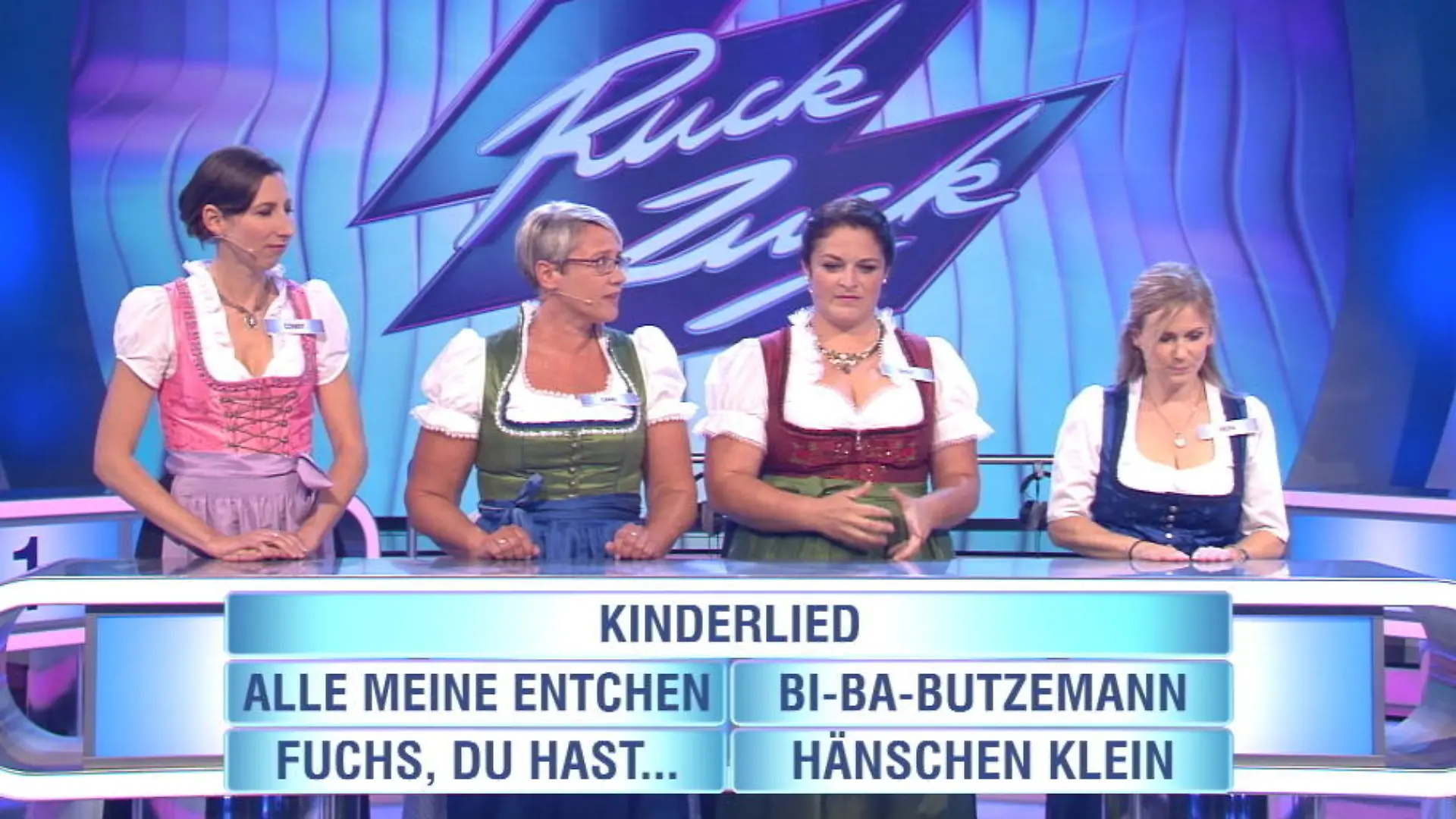 Kennen die Bixn alle Kinderlieder? Fesche Madln im Finale