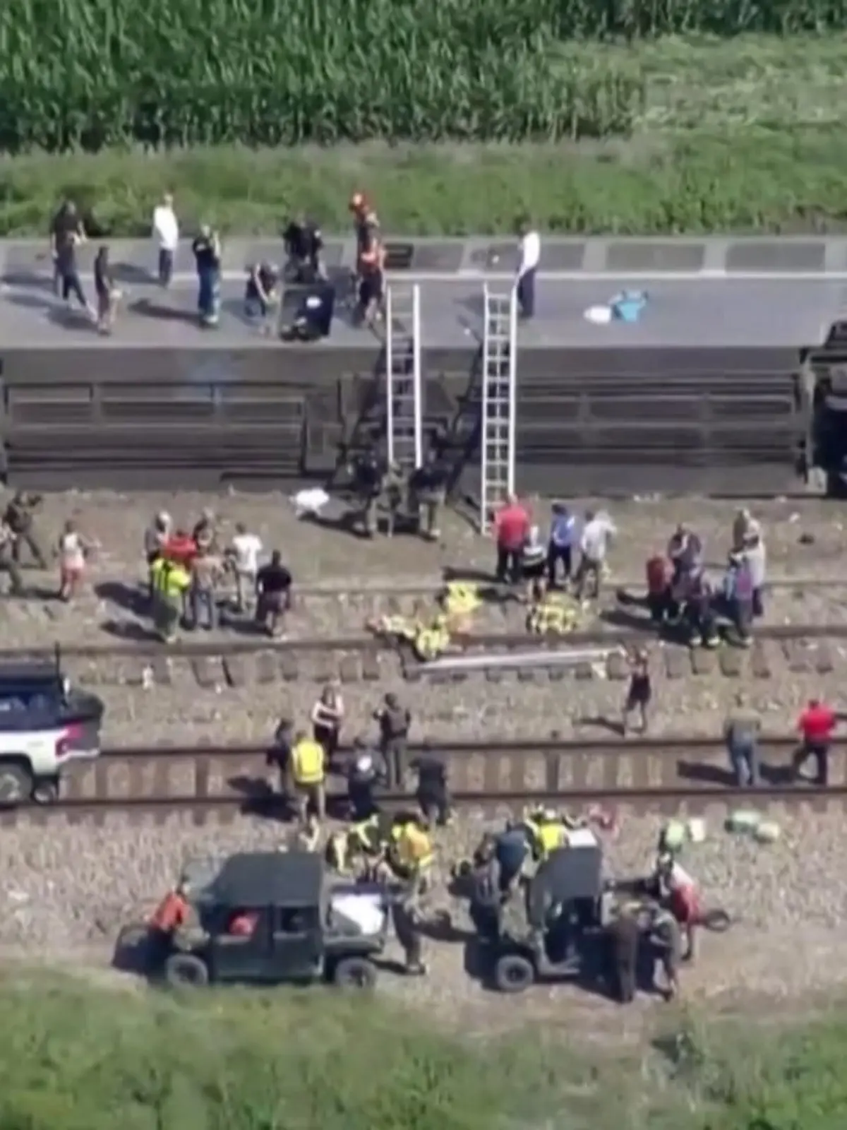 Im US-Bundesstaat Missouri ist ein Zug mit mehr als 200 Reisenden an Bord entgleist. Mindestens drei Menschen kamen ums Leben, viele weitere wurden verletzt. Der Zug war von Los Angeles nach Chicago unterwegs, als er an einem unkontrollierten Bahnübergang mit einem Lastwagen zusammenprallte.
Sieben Waggons kippten um. Bei den Opfern handelt es sich um den Laster-Fahrer und zwei Zug-Passagiere.