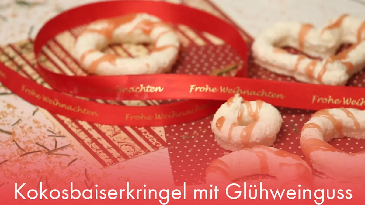 Kokosbaiserkringel mit Glühweinguss Exotische Weihnachtsleckereien