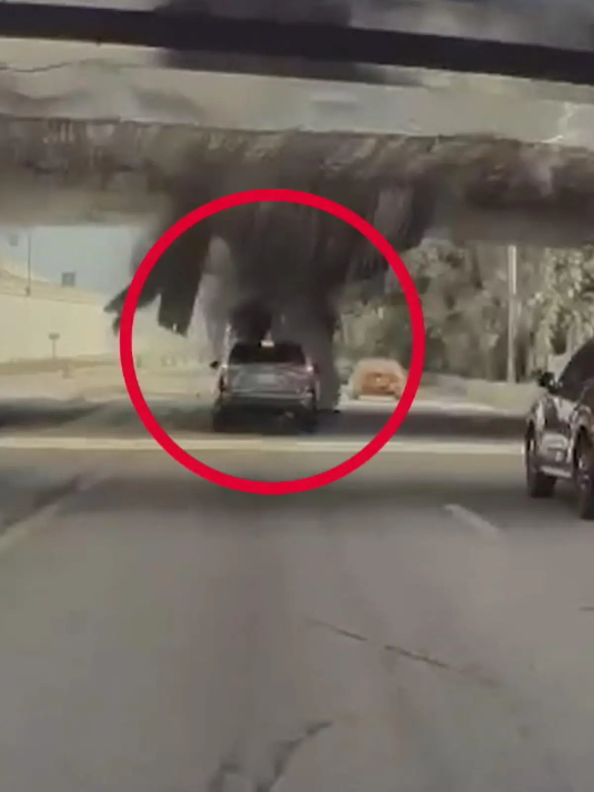 Auf einer Autobahn in Florida streifte ein Transporter die Unterseite einer Brücke. Was folgt ist ein übler Zusammenstoß, der glücklicherweise noch recht glimpflich ausging.