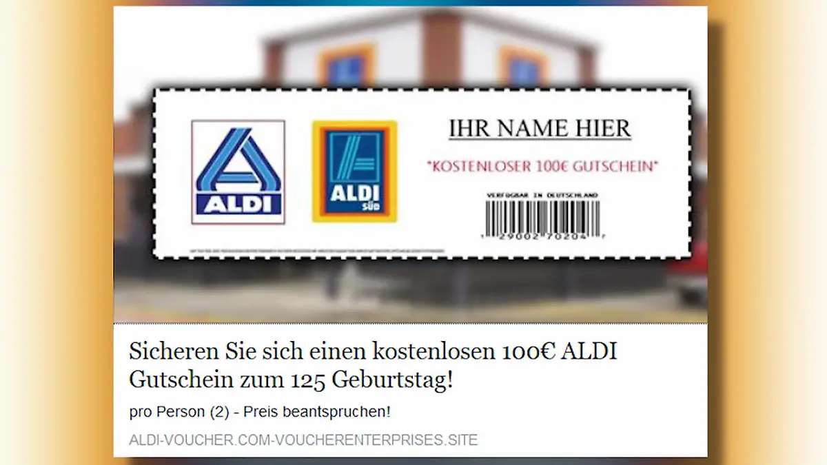 Falscher Aldi-Gutschein verbreitet sich im Internet IT-Experten warnen: Nicht weiter klicken