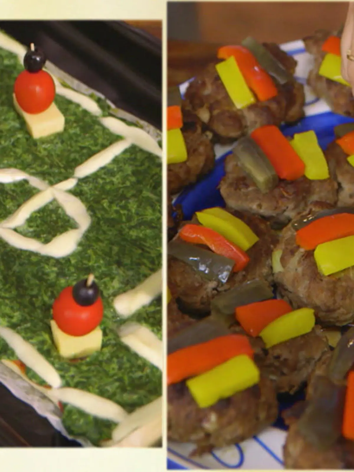 Bild zu: "Frikadellen "Schwarz, Rot, Gold" und Fußballfeld-Pizza "