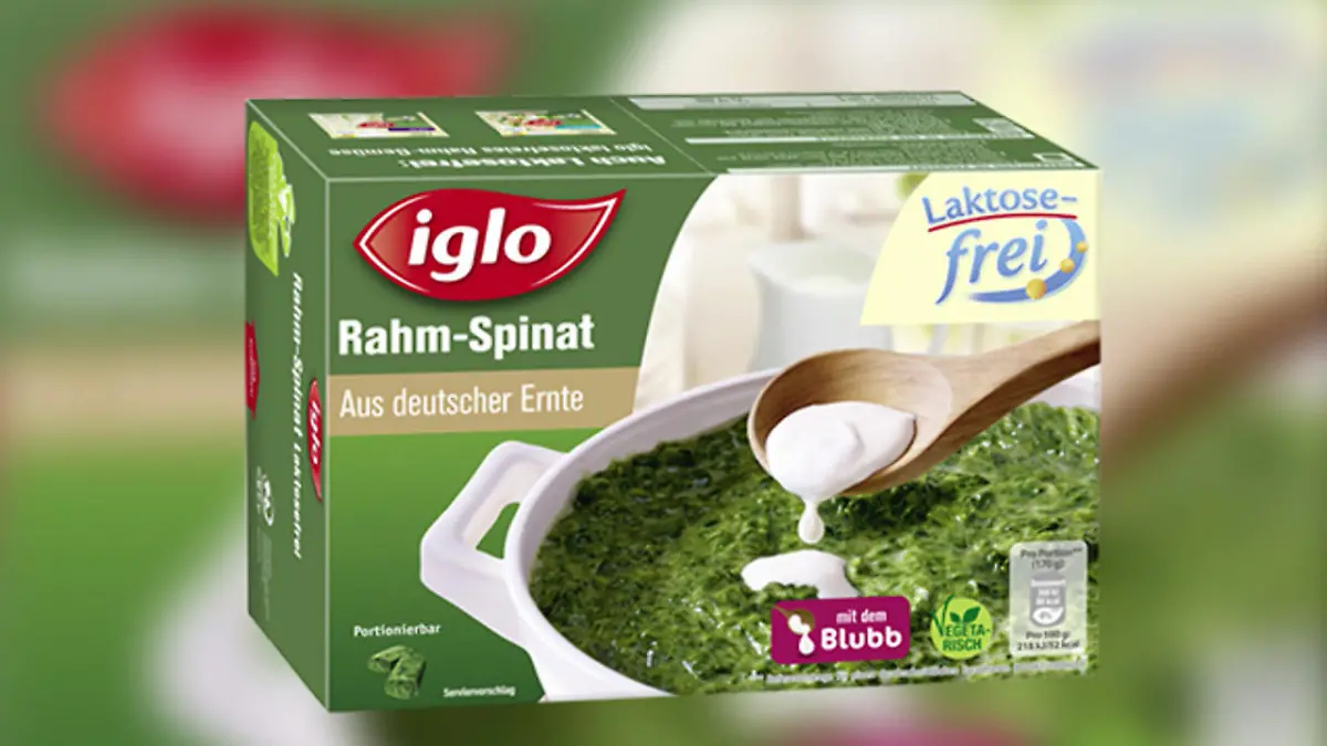 Iglo ruft laktosefreien Rahm-Spinat zurück Plastik in Spinat-Packungen