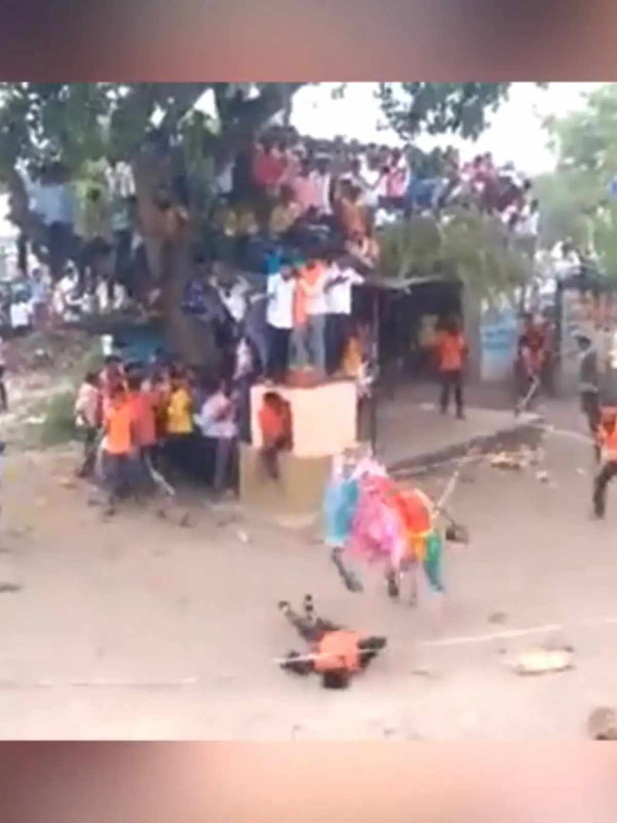 Bei einem Stierkampf-Festival in Bijapur in Indien wird ein Mann plötzlich niedergemäht. Insgesamt sterben bei der einwöchigen Veranstaltung sieben Menschen.