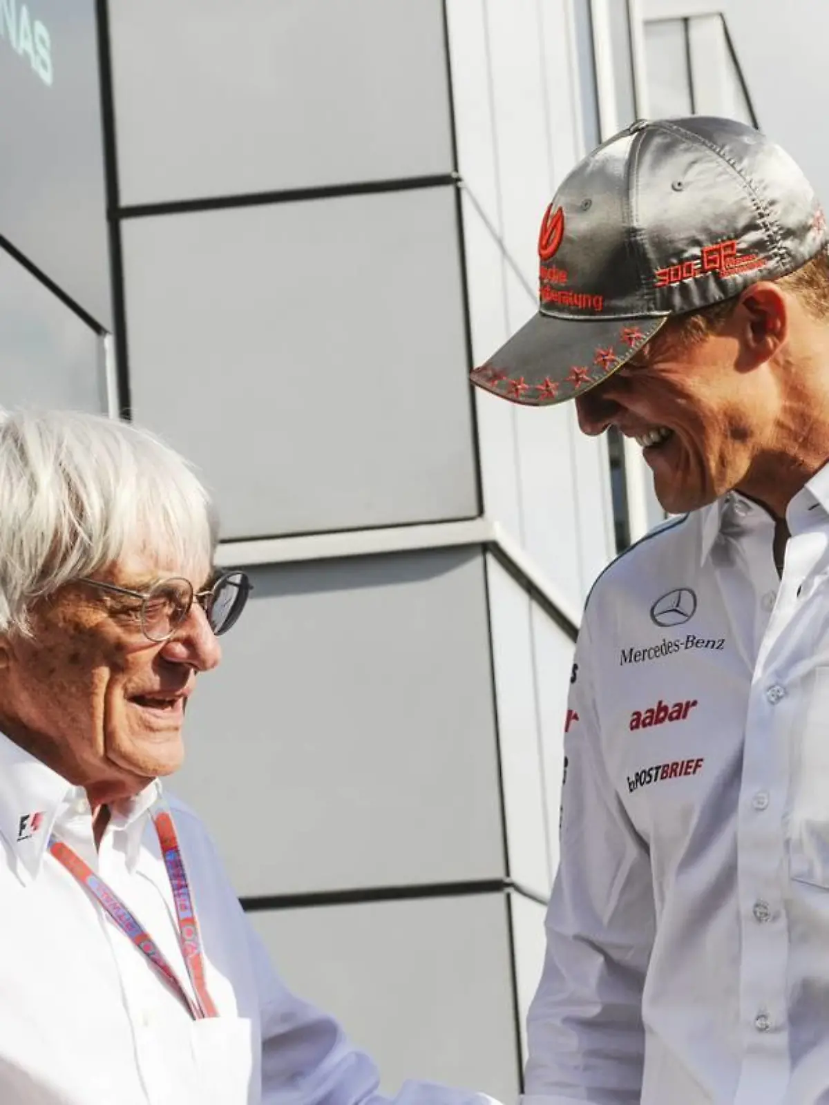 (L to R): Bernie Ecclestone (GBR) CEO Formula One Group (FOM) with Michael Schumacher (GER) Mercedes AMG F1.01.09.2012. Formula 1 World Championship, Rd 12, Belgian Grand Prix, Spa Francorchamps, Belgium, Qualifying Day - www.xpbimages.com, EMail: requests@xpbimages.com - copy of publication required for printed pictures. Every used picture is fee-liable. © Copyright: Leroy / XPB Images