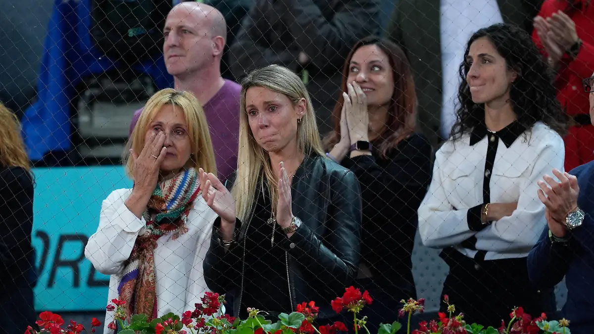 May 1, 2024, Madrid, Madrid, SPAIN: Ana Maria Parera, Maribel Nadal and Xisca Perello are seen during the Rafael Nadal of Spain farewell of Madrid in his last tournament of Mutua Madrid Open after losing against Jiri Lehecka of Czech Republic during the Mutua Madrid Open 2024, ATP, Tennis Herren Masters 1000 and WTA, Tennis Damen 1000, tournament celebrated at Caja Magica on April 30, 2024 in Madrid, Spain. Madrid SPAIN - ZUMAa181 20240501_zaa_a181_009 Copyright: xOscarxJ.xBarrosox