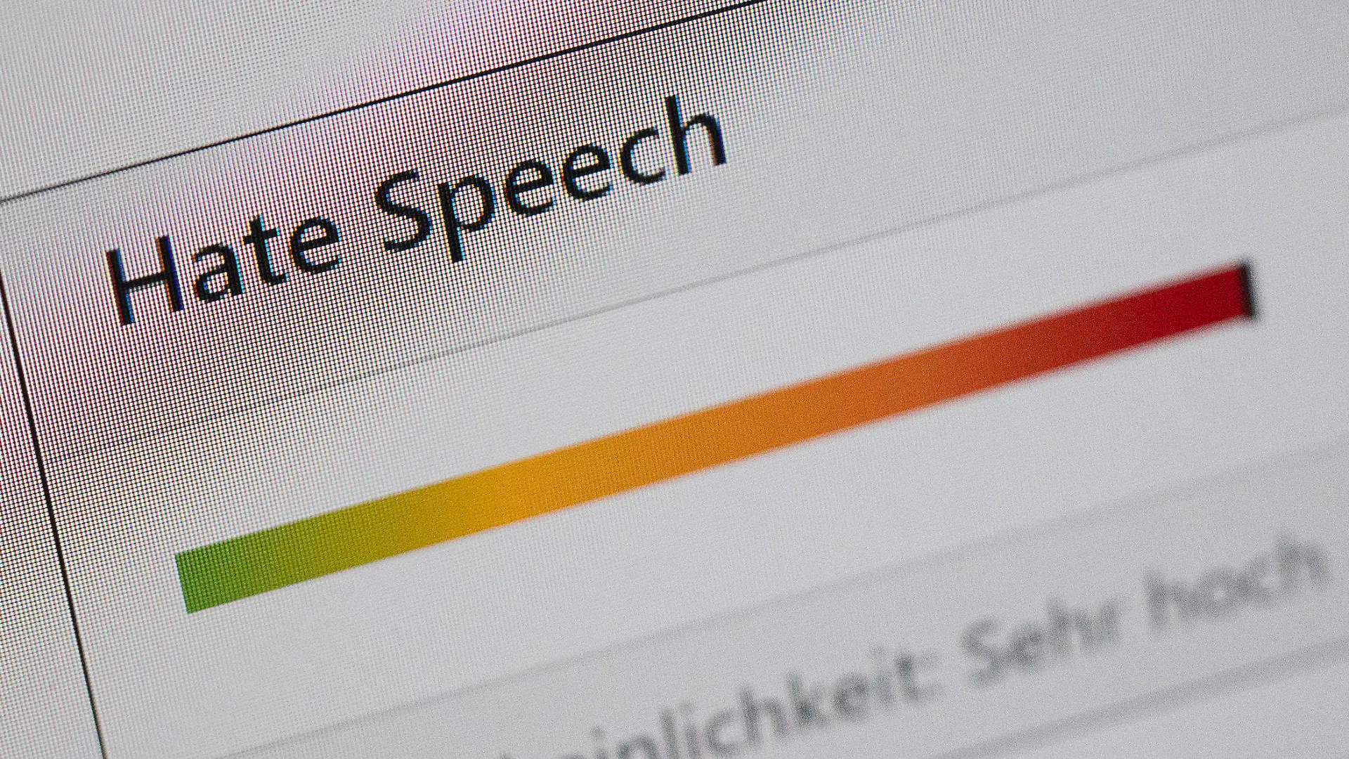 ARCHIV - 02.03.2022, Hessen, Dieburg: Auf der grafischen Oberfläche eines Projekts zur Erkennung von Hasskommentaren im Internet mittels Maschinellem Lernen schwebt ein Mauszeiger über dem Schalter "Toxizität berechnen". (zu dpa "Bundesweite Durchsuchungen nach Hass-Äußerungen im Internet") Foto: Sebastian Gollnow/dpa +++ dpa-Bildfunk +++