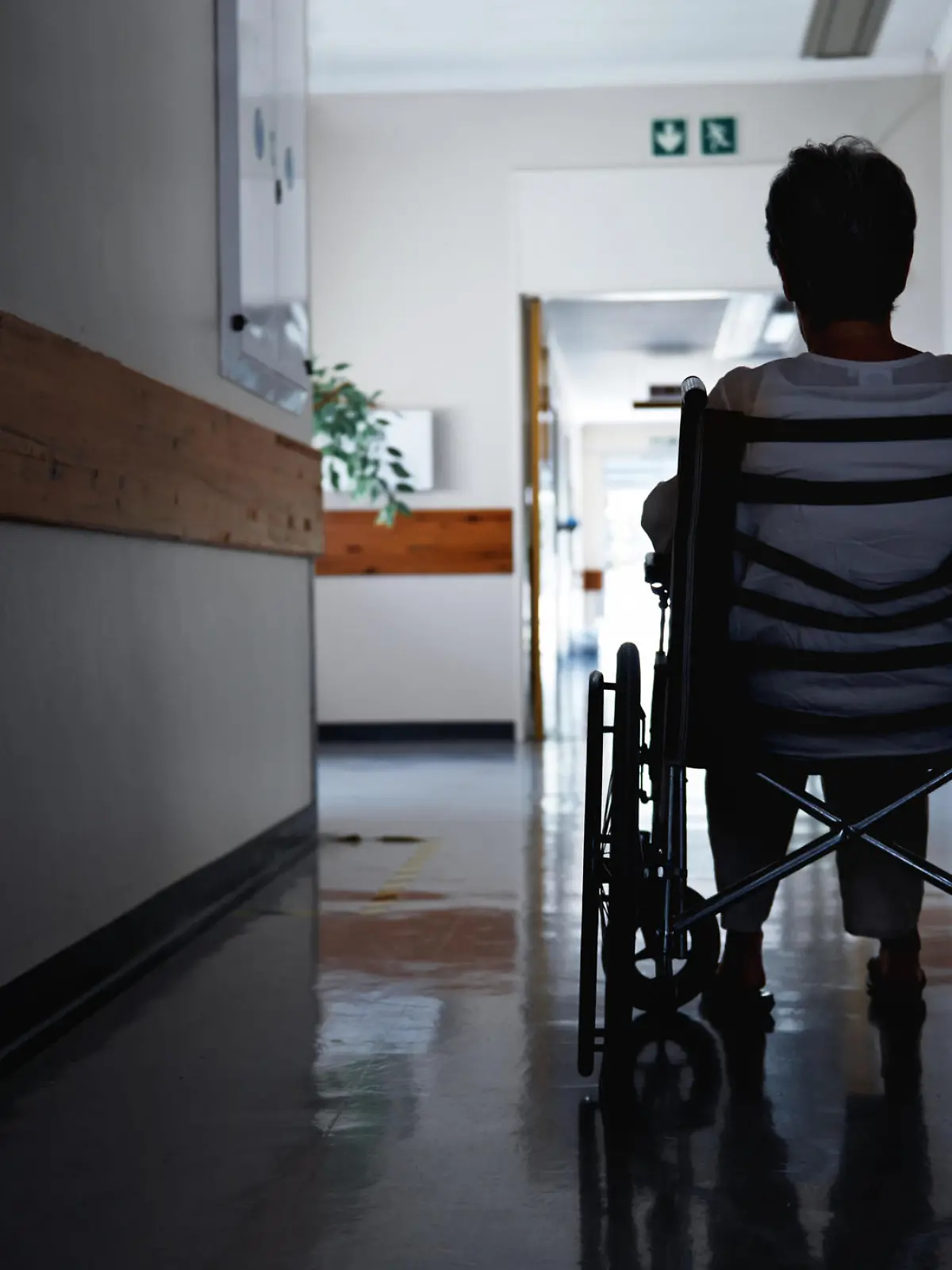 Rearview shot of a senior woman sitting in a wheelchair