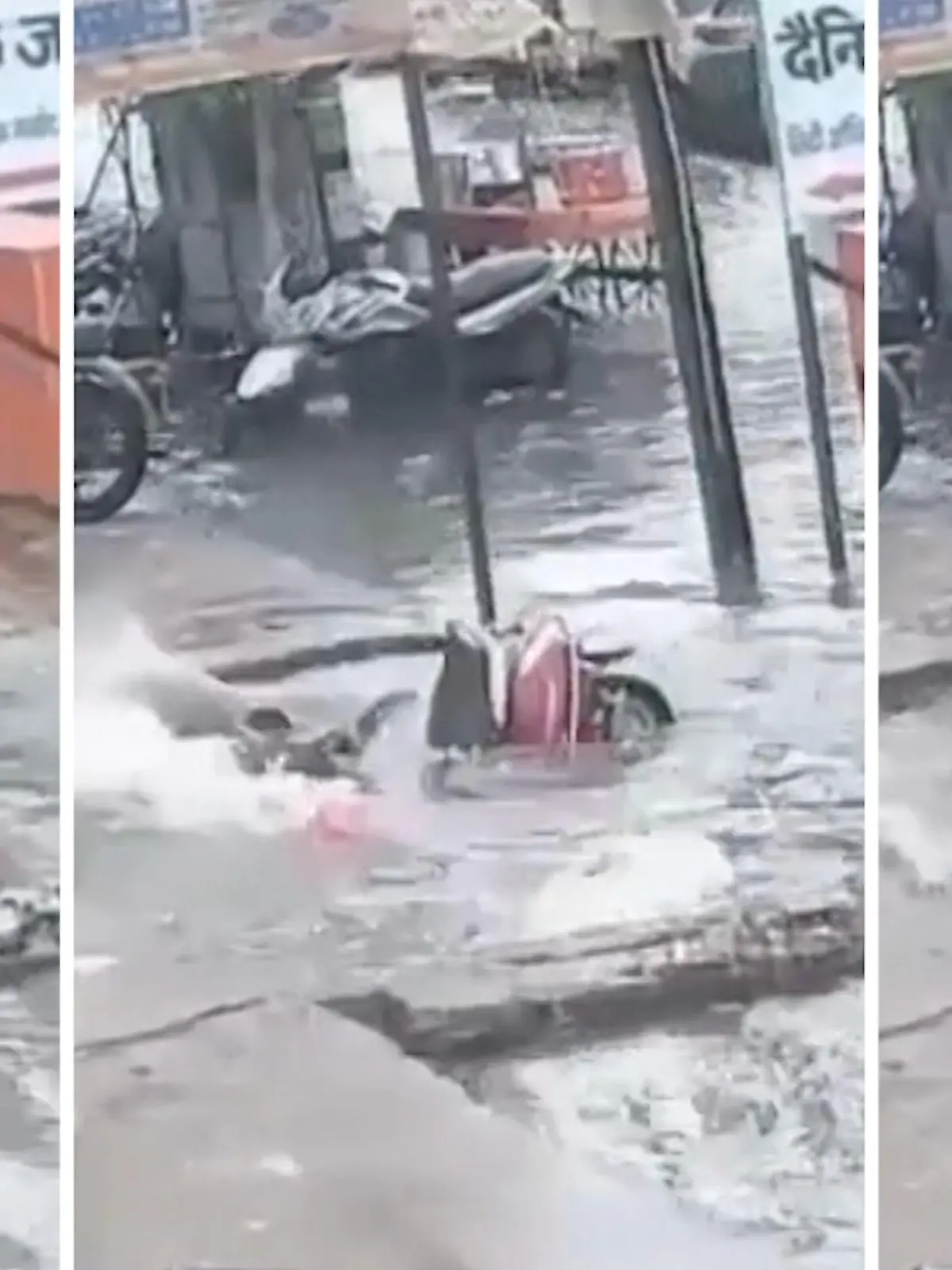 Wer bisher nicht an schwarze Löcher geglaubt hat, für den haben wir jetzt den Beweis, dass es sie tatsächlich gibt.  Und weg waren sie. Dieser ungewollt komische Actionstunt ist tatsächlich so passiert. Vom Regen ging es auf dem Roller in die Traufe. Doch keine Sorge - war ein Glück doch nur ein Schlagloch in XXL-Format. Die Fahrt war an dieser Stelle zwar beendet - doch parken wollten die zwei rollenden Pechvögel ja eh. Wieder mal ein Fall von Glück im Unglück.