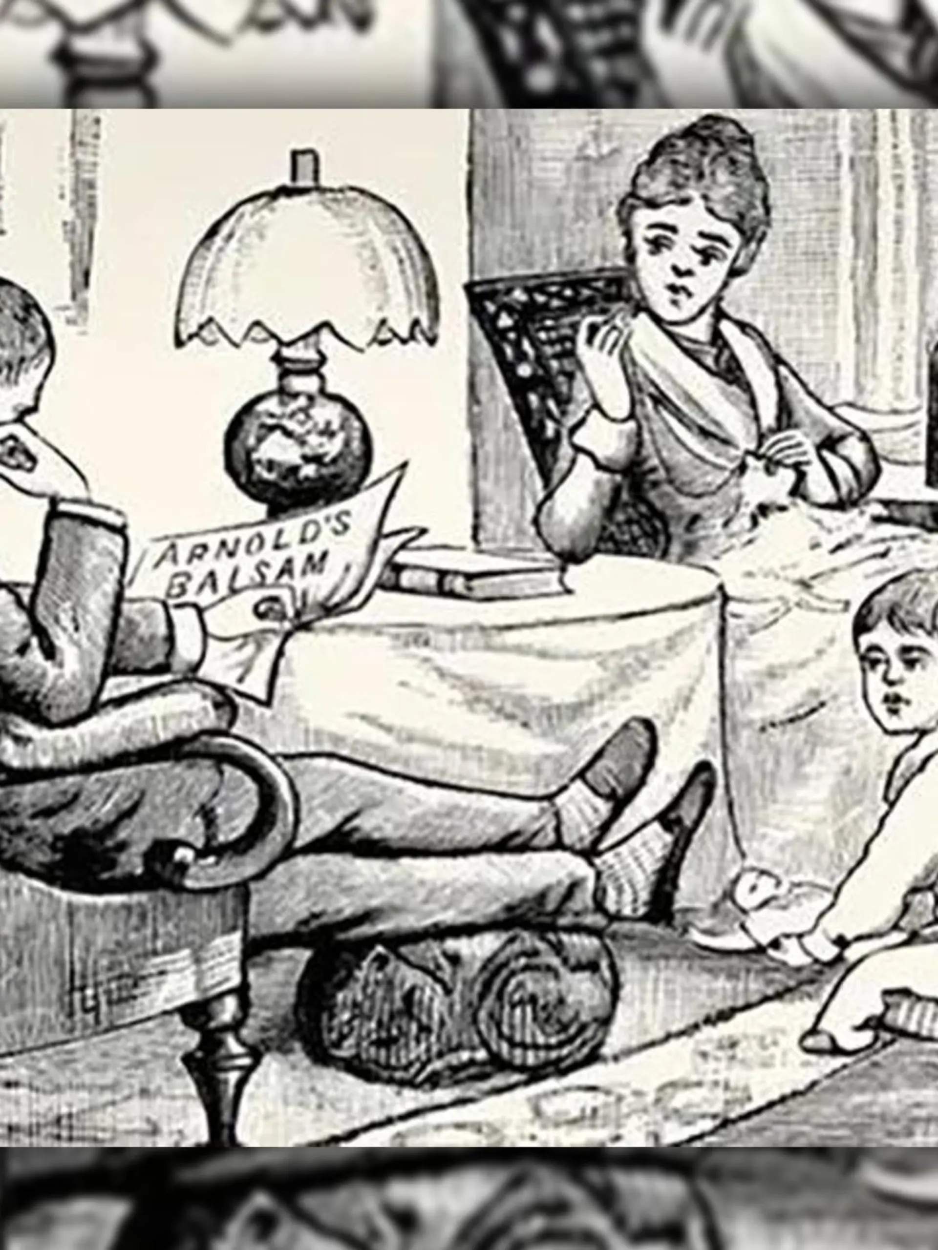 Optische Täuschung: Eine Familie sitzt beisammen. Irgendwo auf dem Bild sind jedoch auch zwei Katzen versteckt.