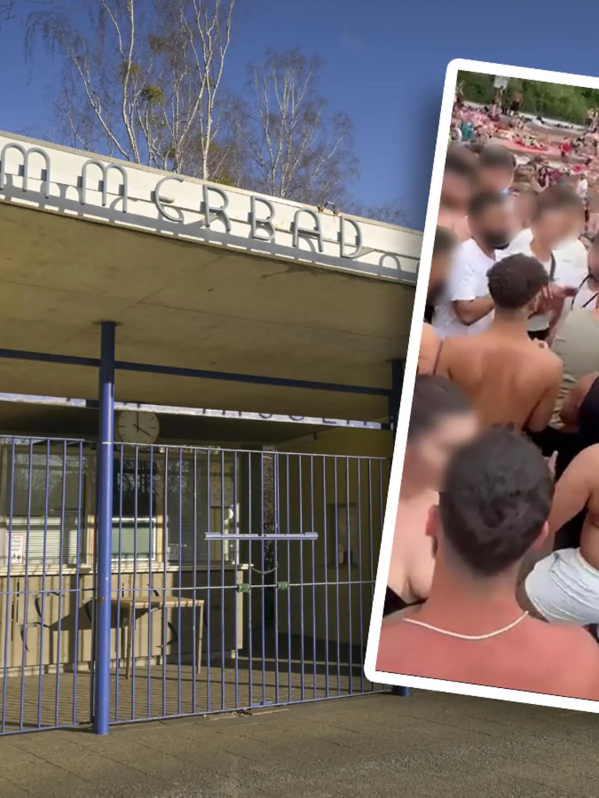 Rund 100 Menschen prügeln im Berliner Sommerbad am Insulaner aufeinander ein.