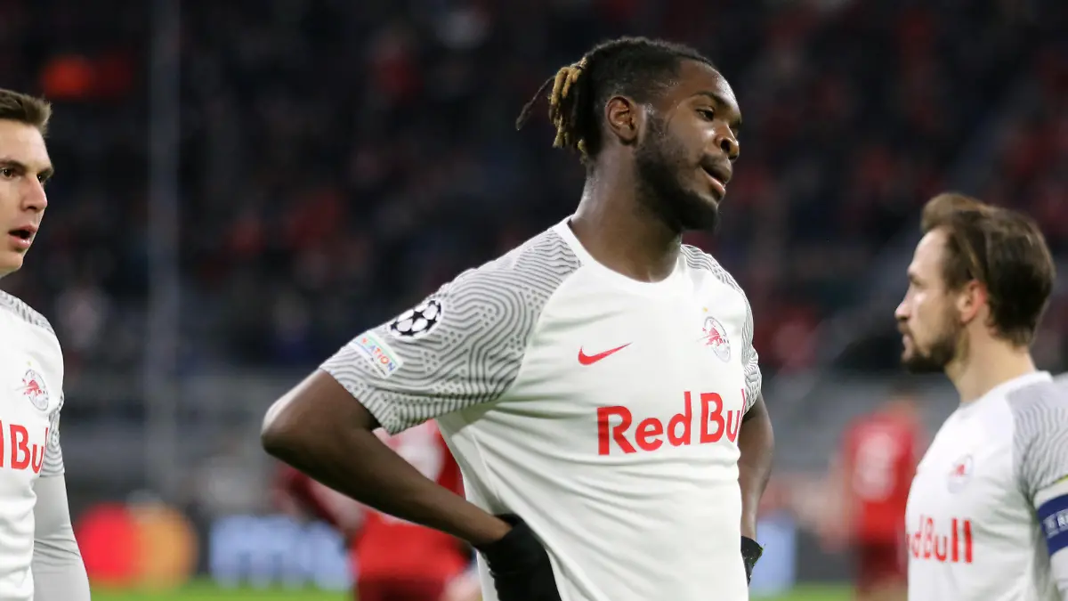 MUNICH, Germany - March 8th 2022: # 22, Oumar SOLET seen during the UEFA Champions League Round Of Sixteen 2nd leg , match between FC Bayern Mnchen and FC Red Bull Salzburg at Allianz Football Arenain Munich on March 8th, 2022 in Muenchen Germany. (Photo and copyright @ ATP / Arthur THILL