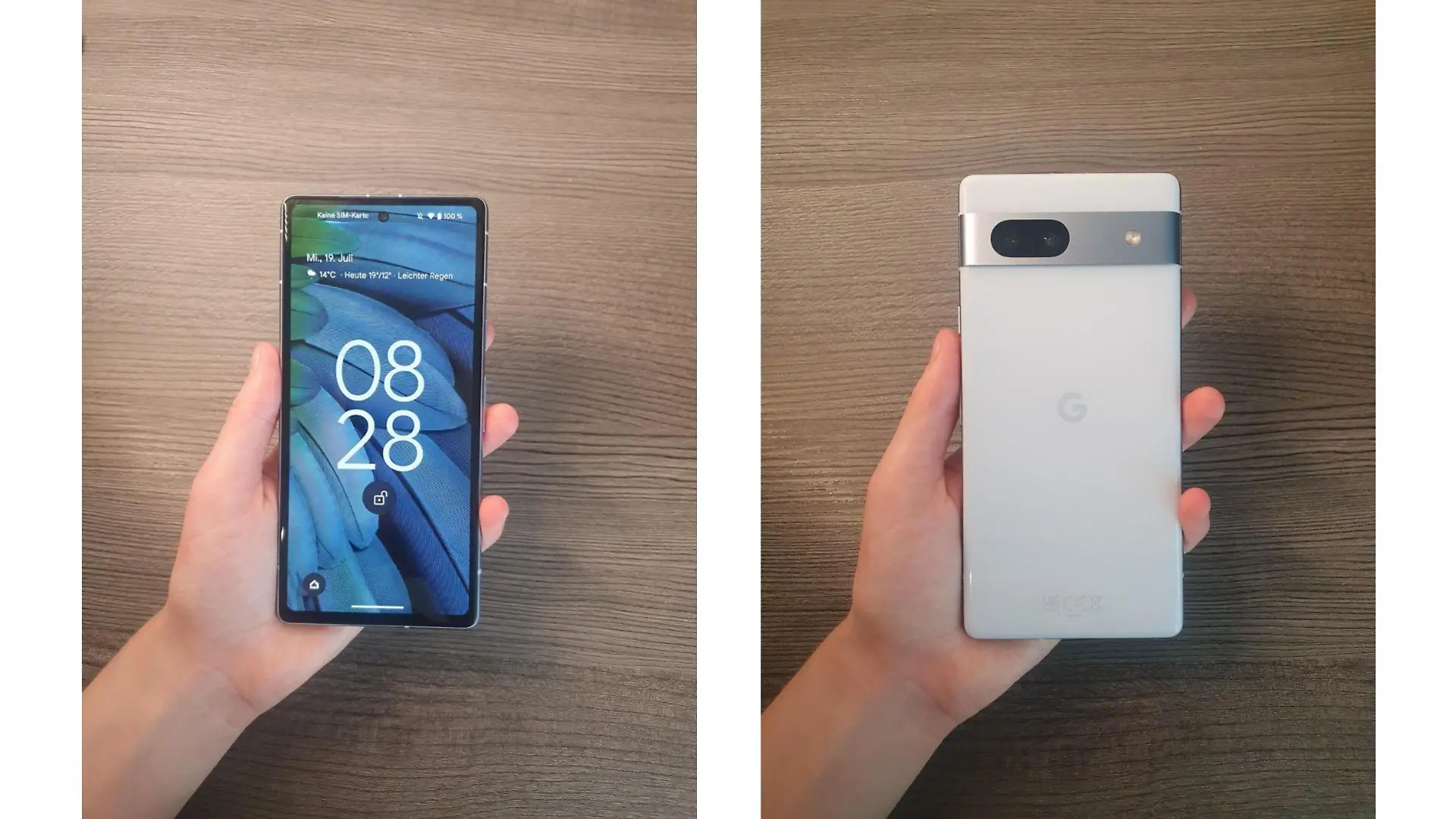 Die Vorder- und Rückseite des Google Pixel 7a.