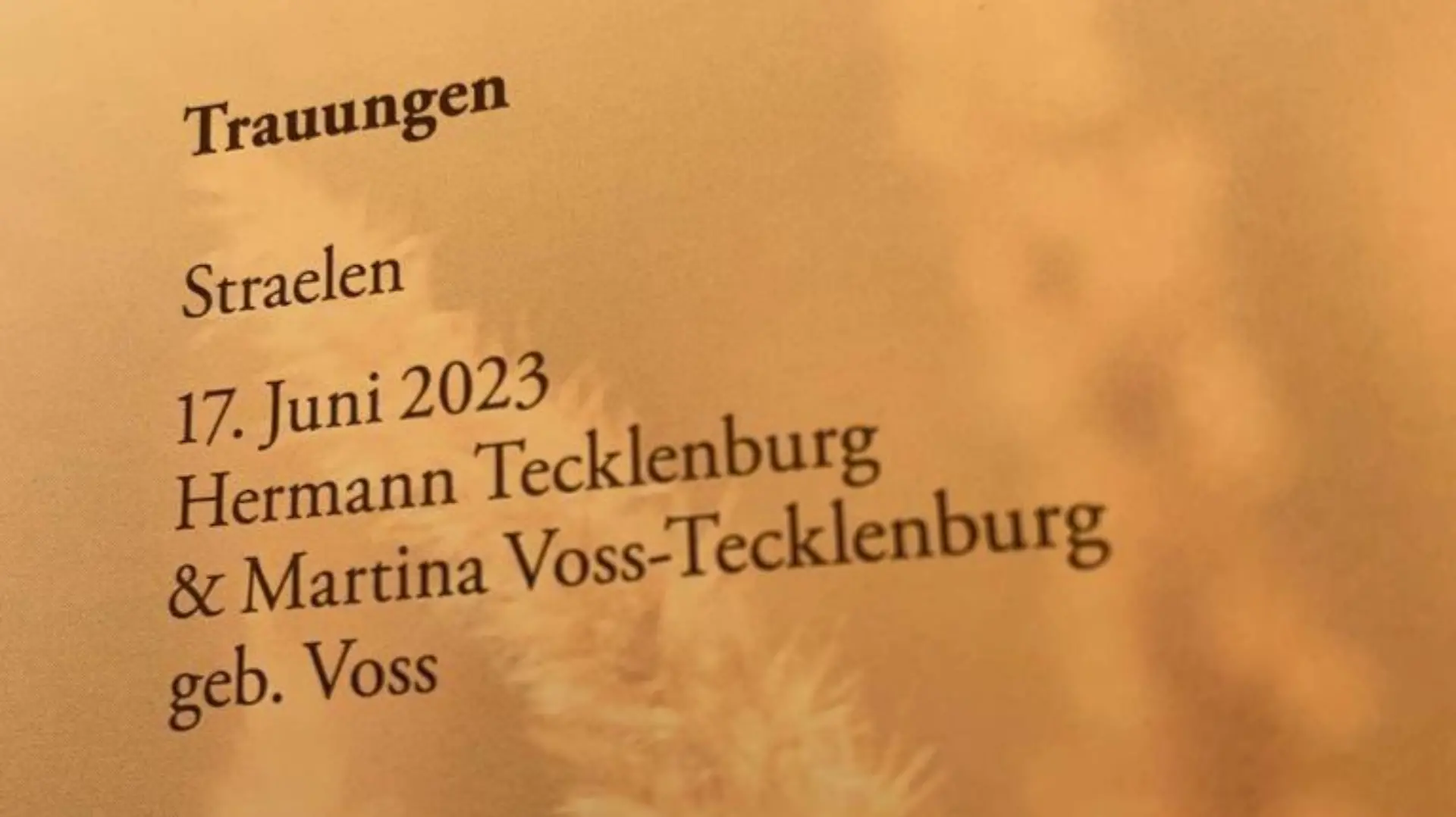 Martina Voss-Tecklenburg und Hermann Tecklenburg haben ihr Eheversprechen erneuert.