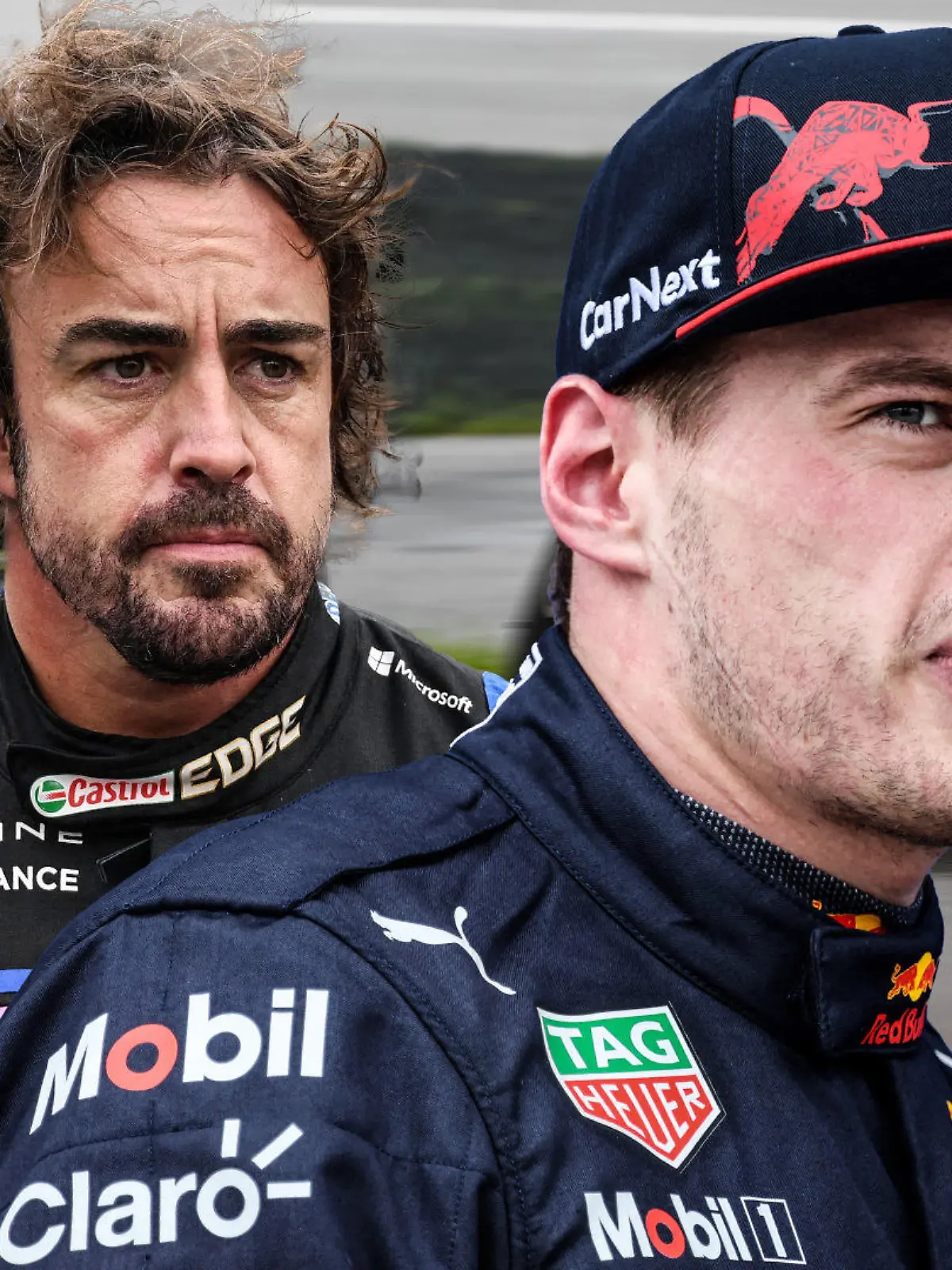 Fernando Alonso (Alpine, l.) und Max Verstappen beim Kanada-GP in Montreal